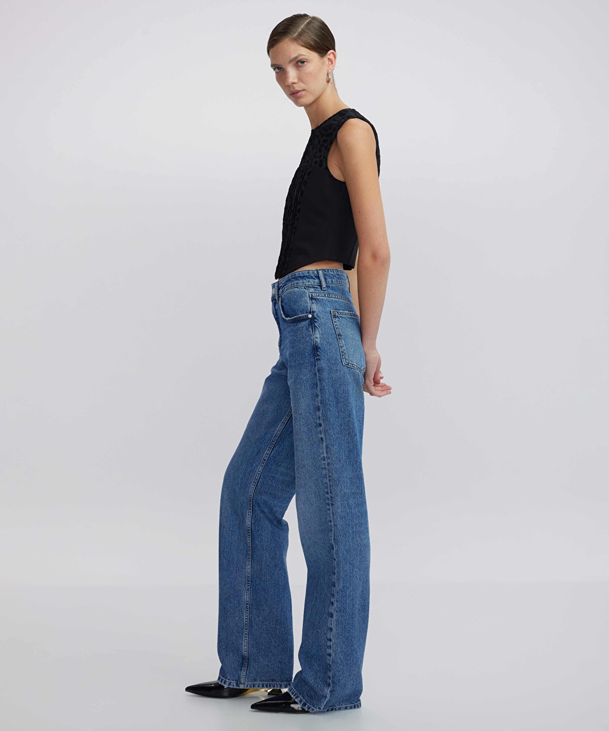 Wide leg fit jean pantolon