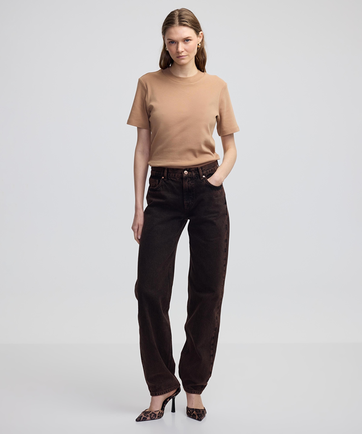 Kahverengi Straight fit jean pantolon IW6240018024074 | İpekyol