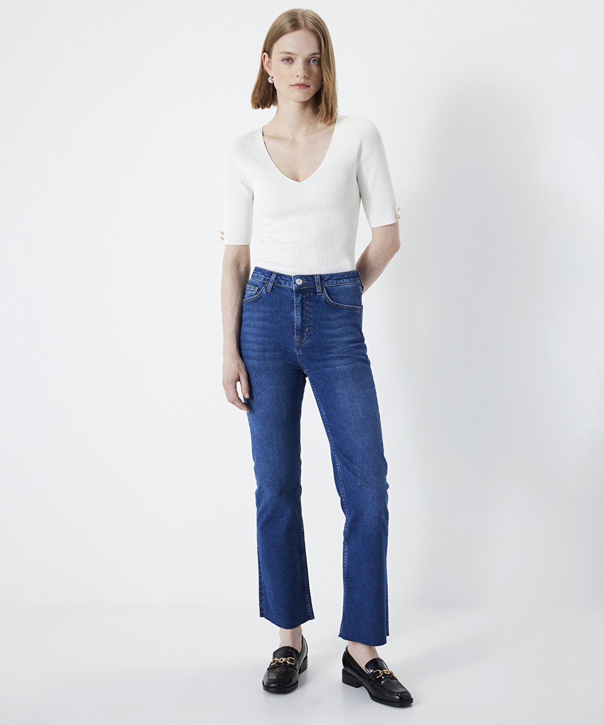 ndigo Cropped flare fit jean pantolon IS1240018002629 pekyol
