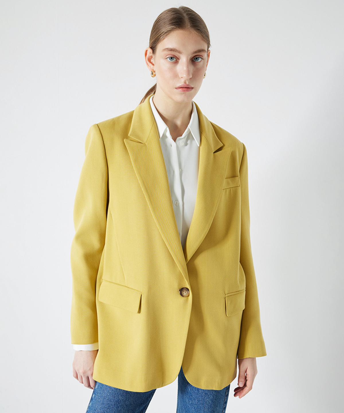 Mono yaka uzun blazer