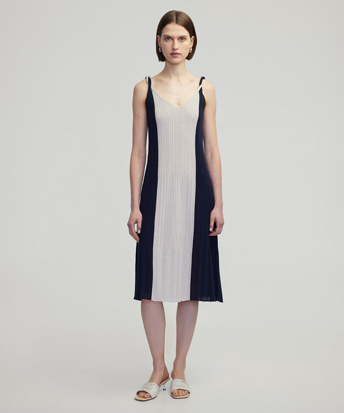 Colorblock triko elbise - 1