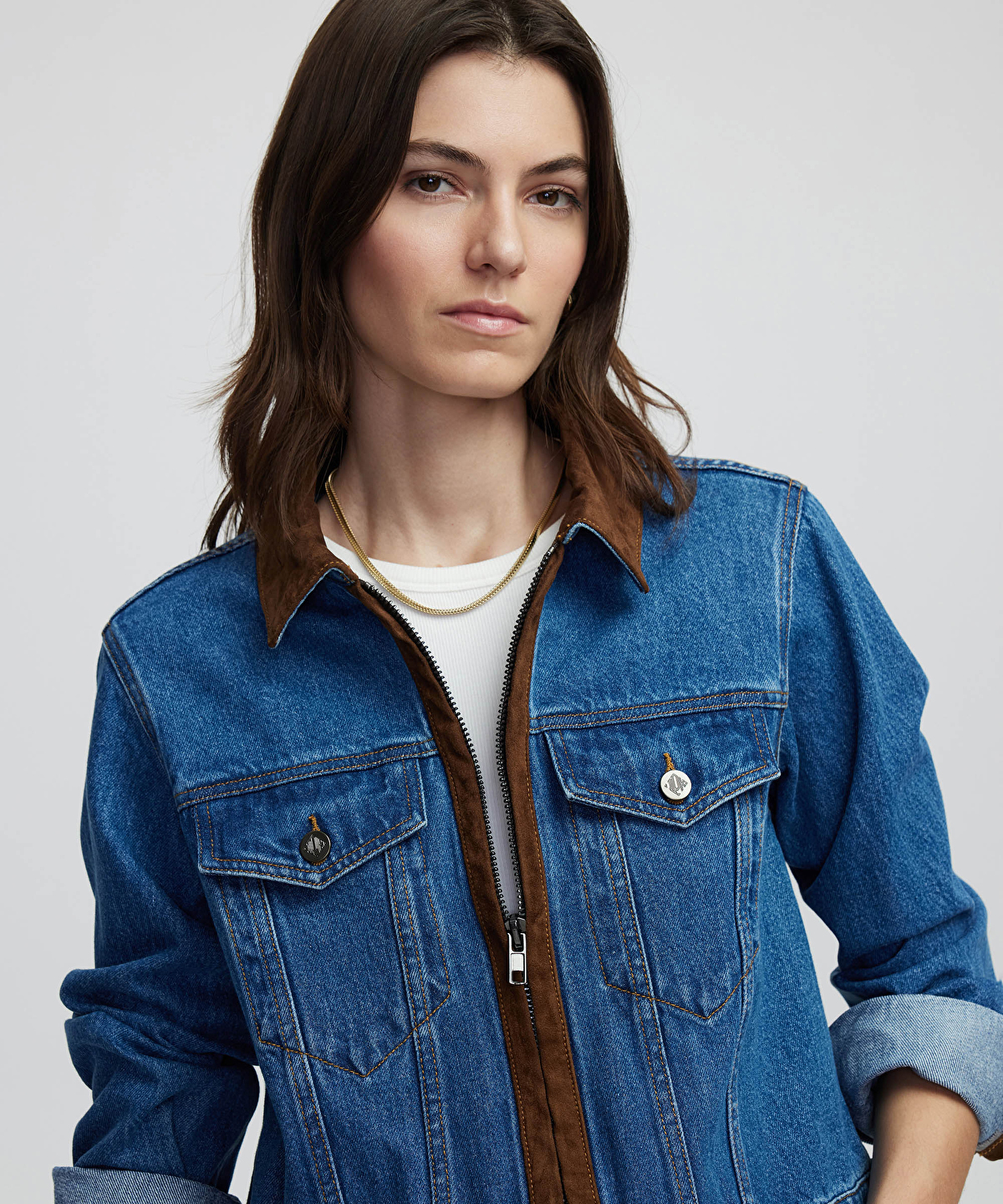 Kumaş mix denim mont - 1