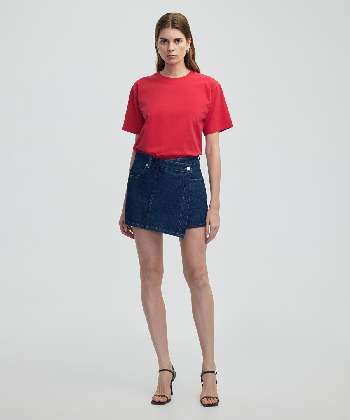 Cepli anvelop denim şort etek -1