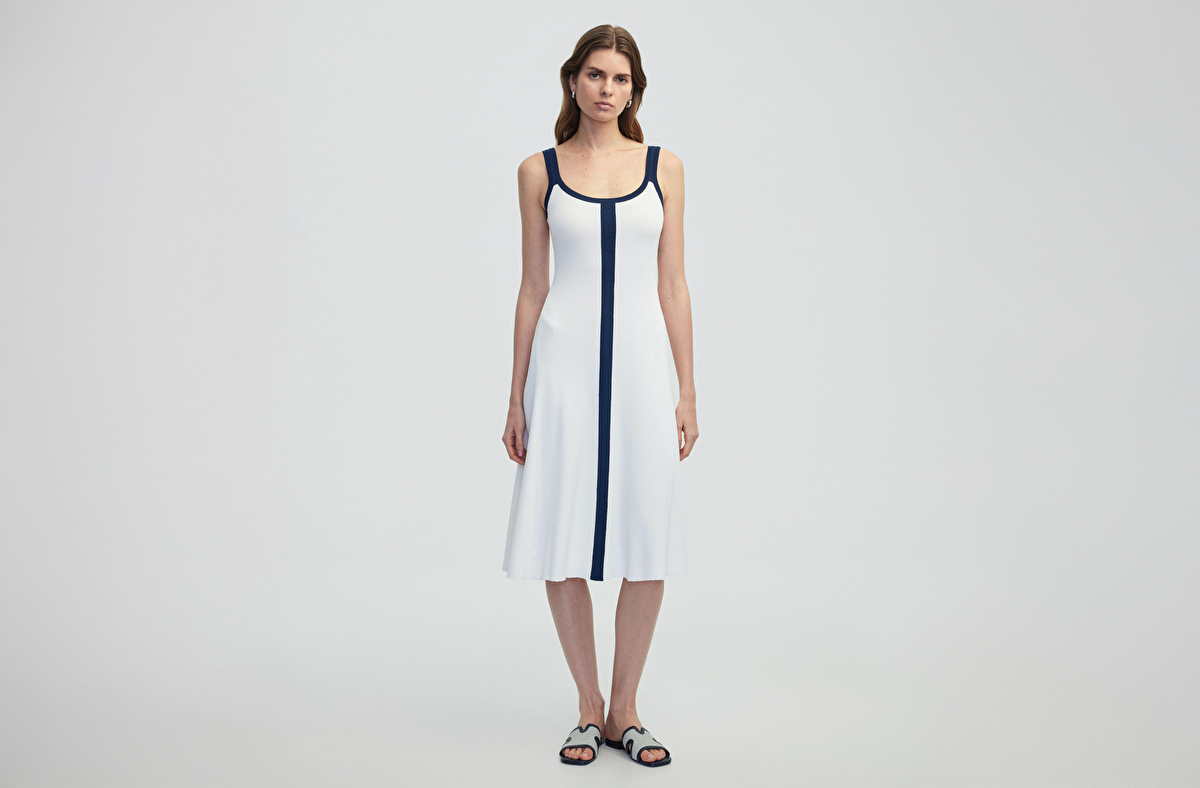 Colorblock elbise - IS1250002490002 - Beyaz Elbise