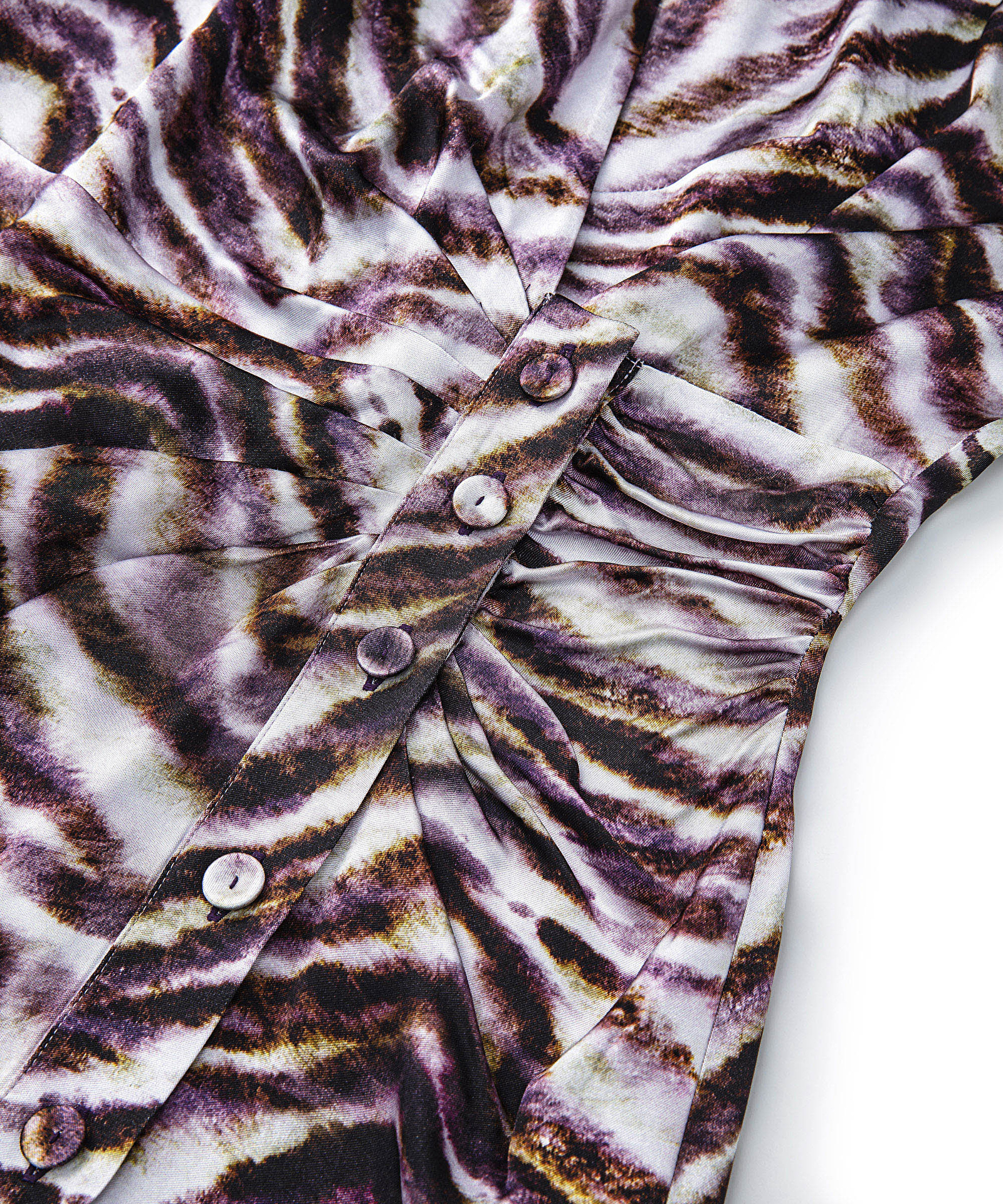 Mor Zebra desen saten elbise IW6230002146017 | İpekyol