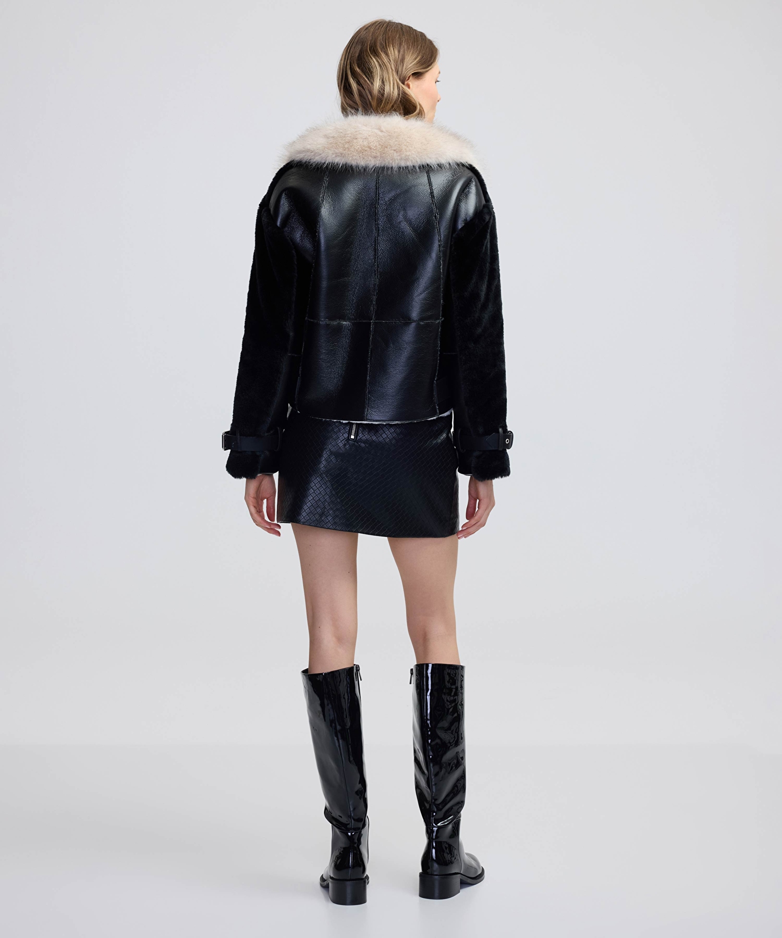 Siyah Colorblock suni kürk IW6240012134001 | İpekyol