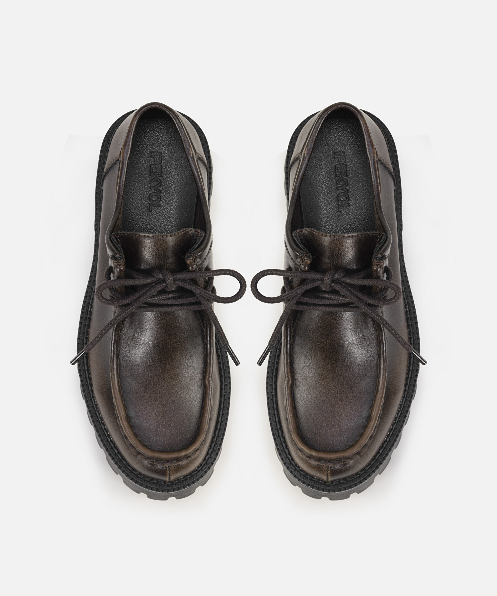 Kahverengi Deri görünümlü bağcıklı makosen IW6250030008074 | İpekyol