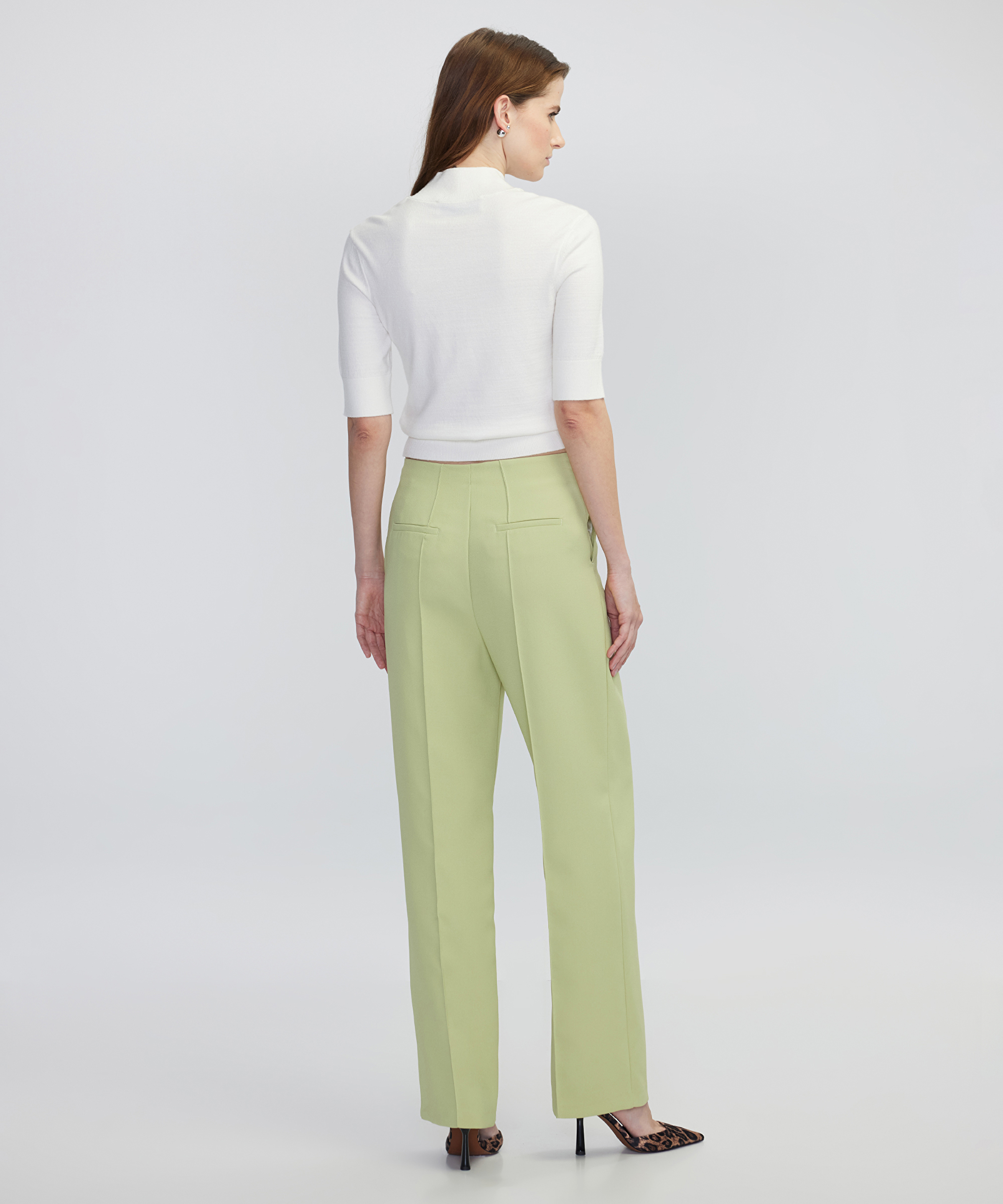 Nervür dikişli wide leg fit pantolon_2