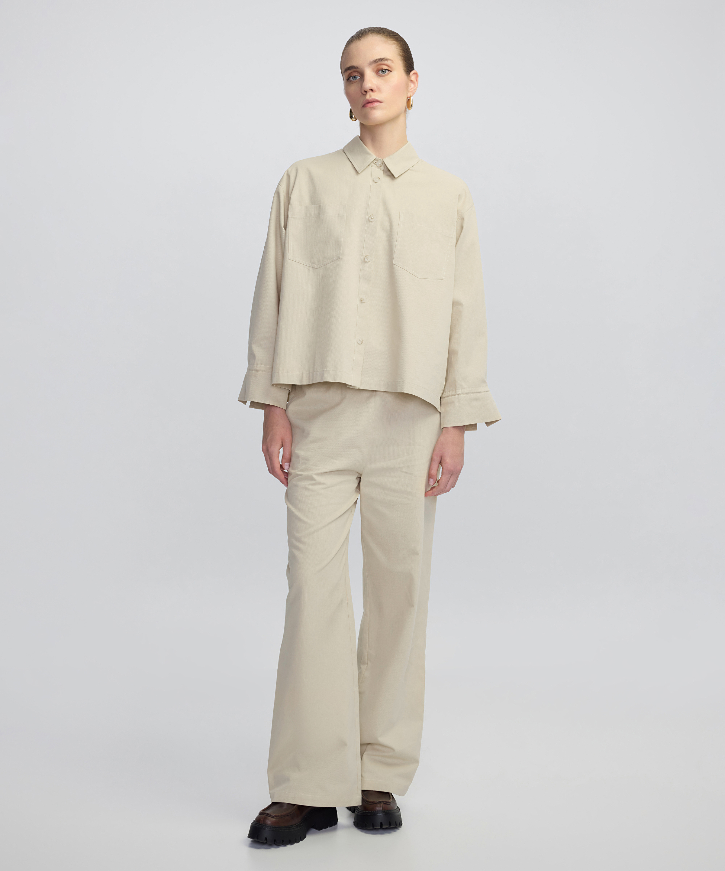 Ayarlanabilir bel wide leg fit pantolon