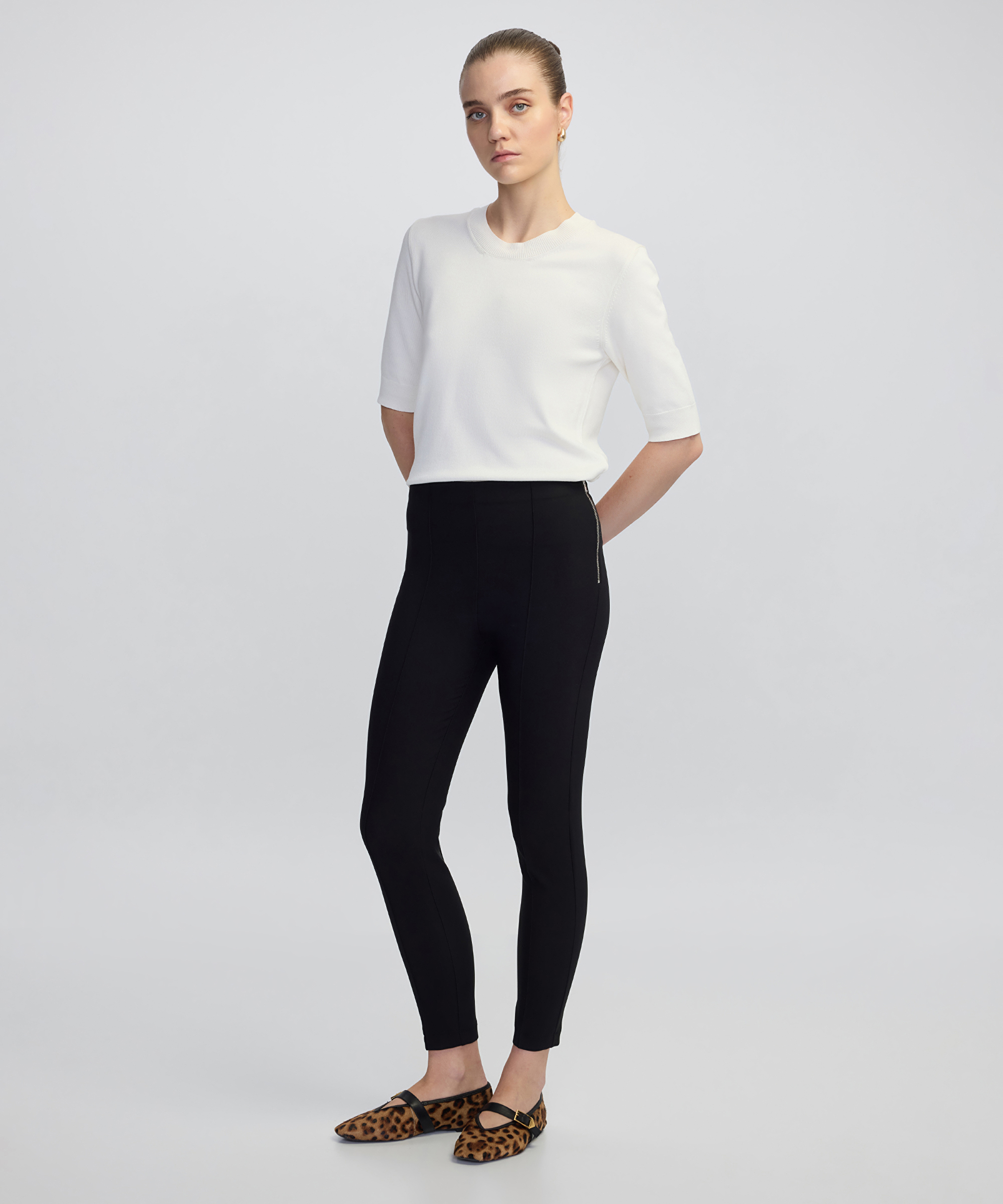 Metal fermuarlı skinny fit pantolon