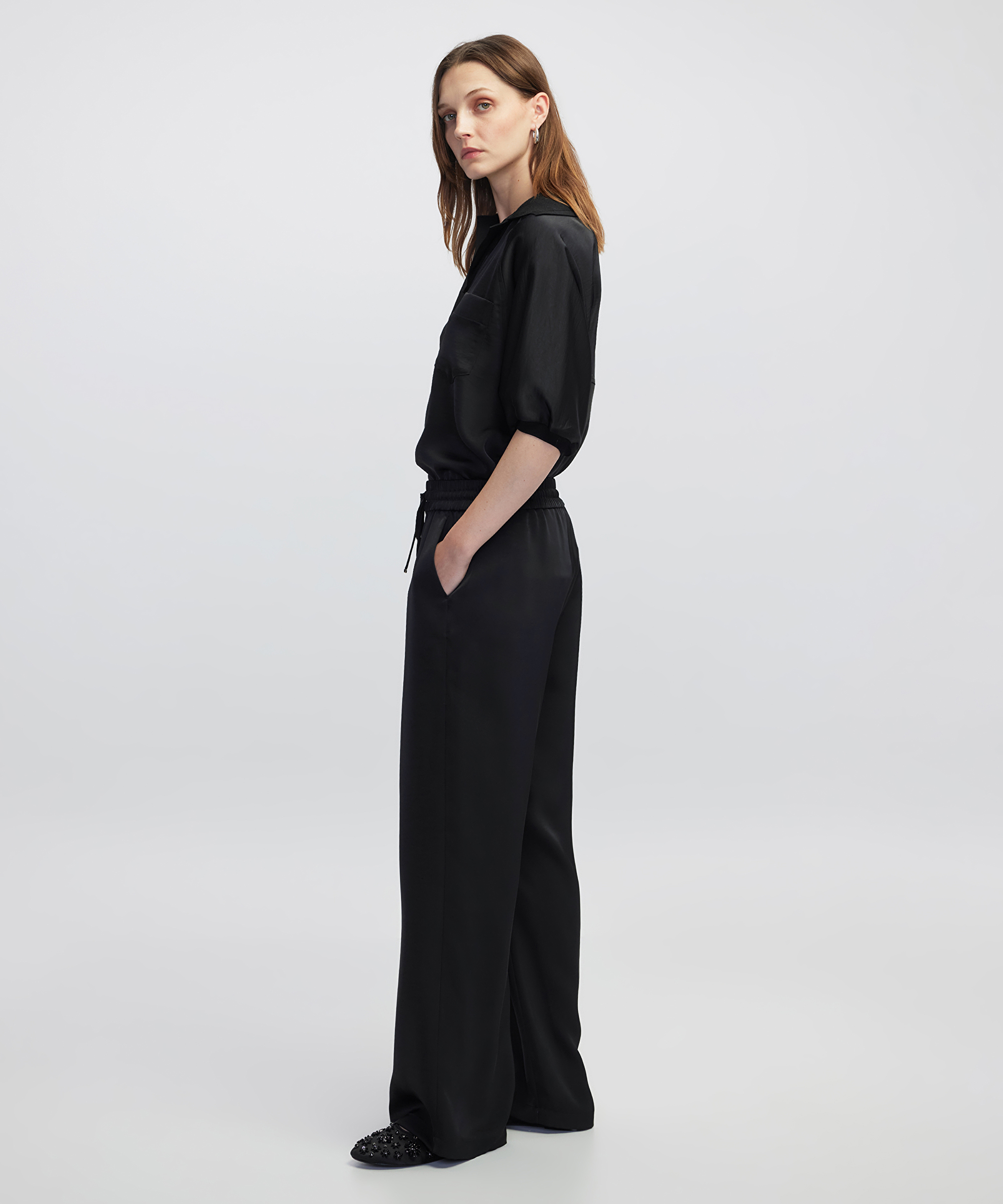 Wide leg fit elastik bel pantolon_1