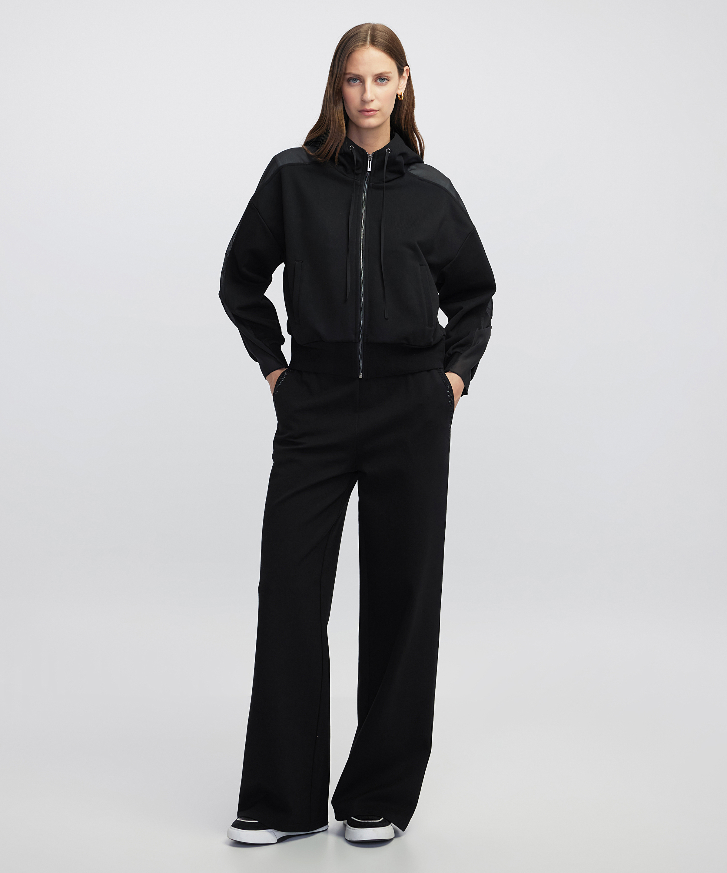 Hotfix baskılı wide leg pantolon