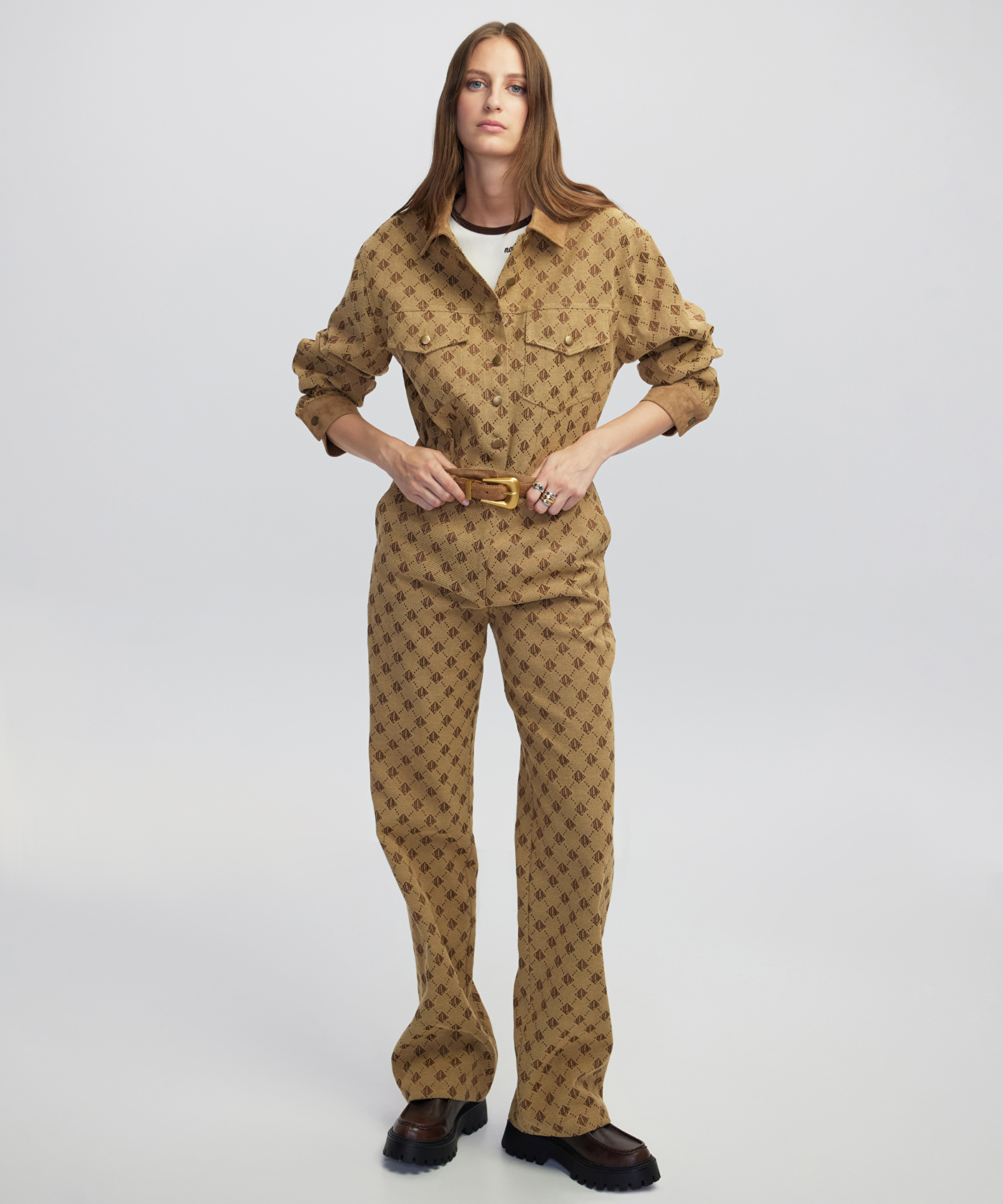 Monogram jakarlı pantolon_1