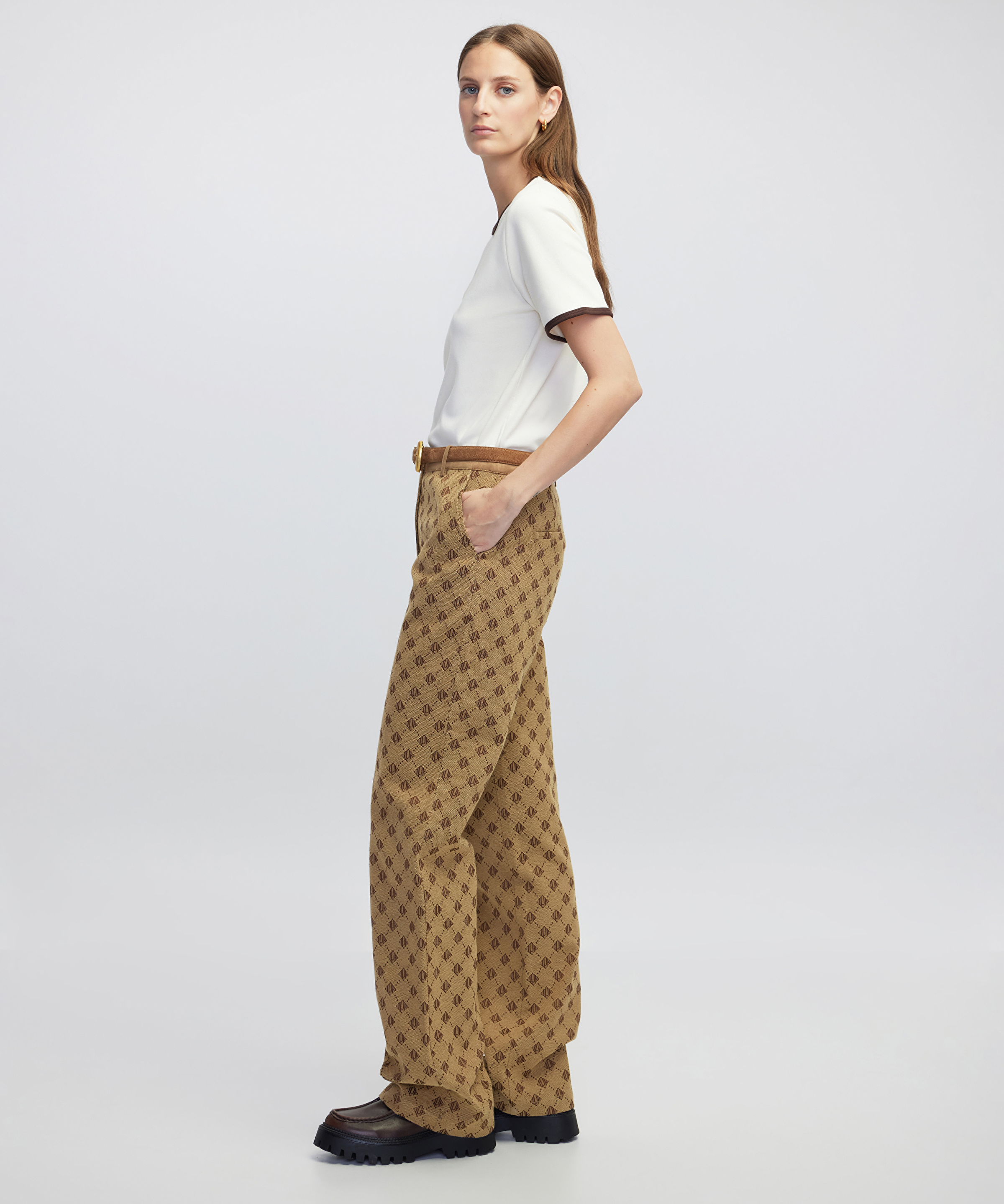 Monogram jakarlı pantolon_3
