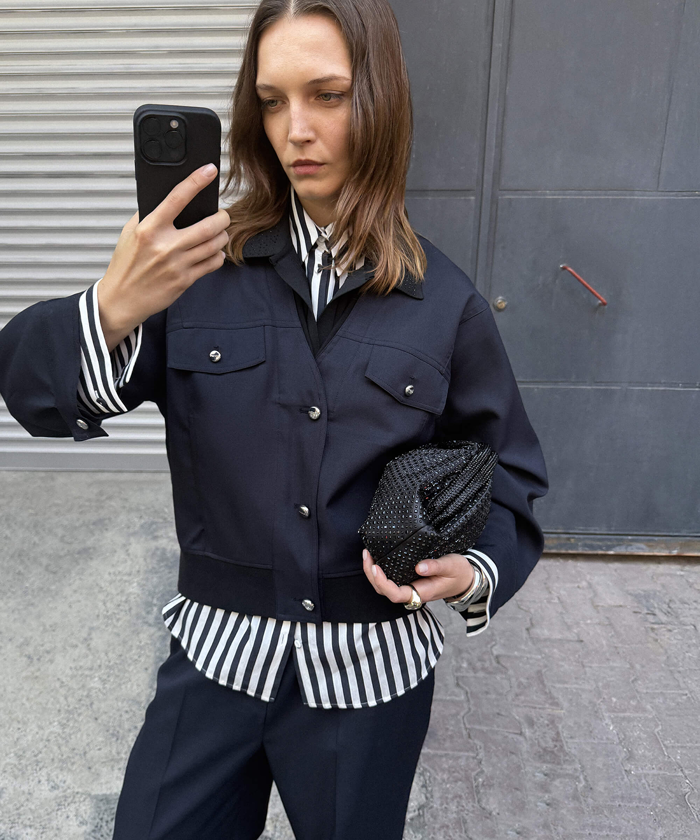 Kumaş mix bomber ceket