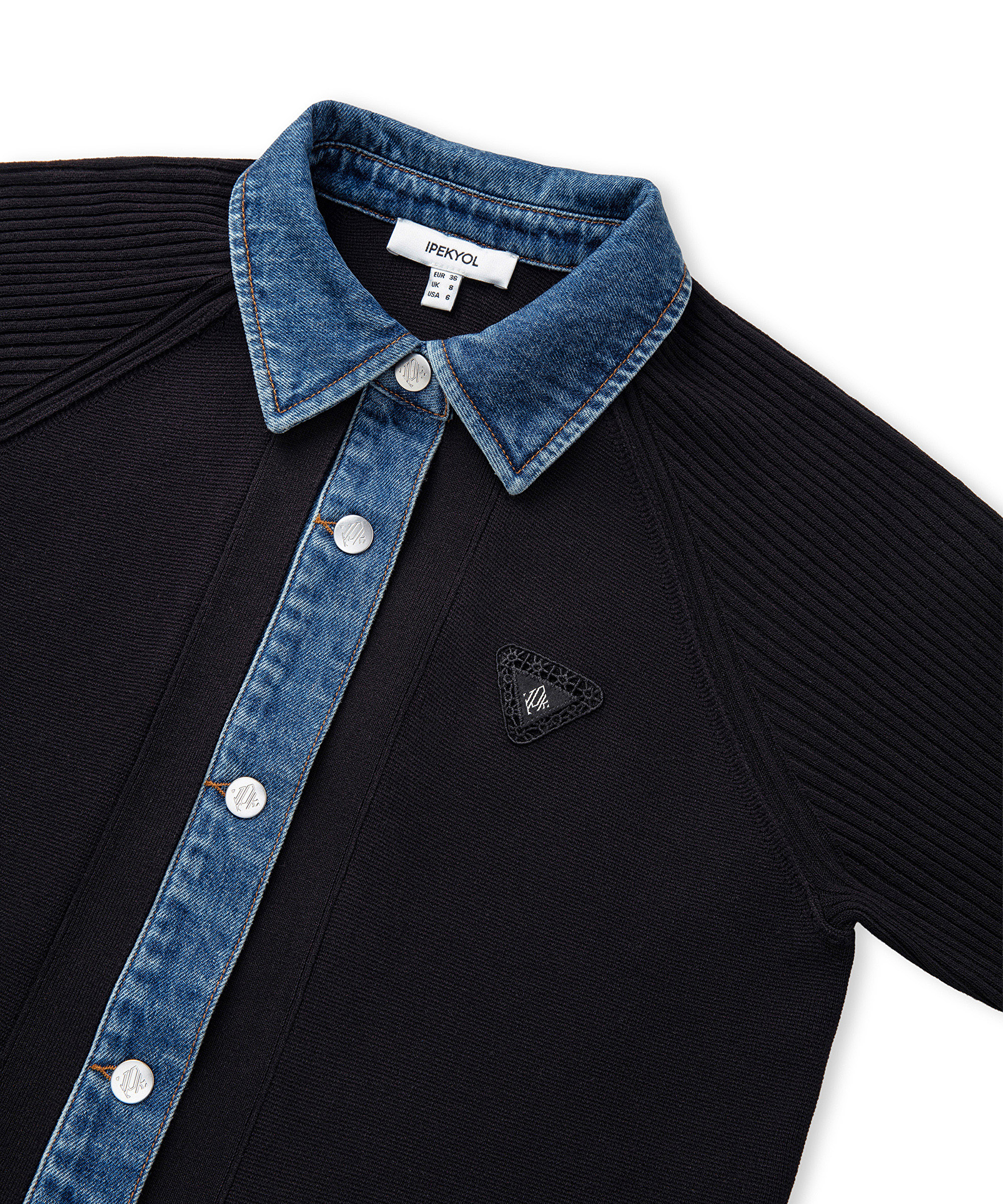 Denim ve triko mix ceket_5