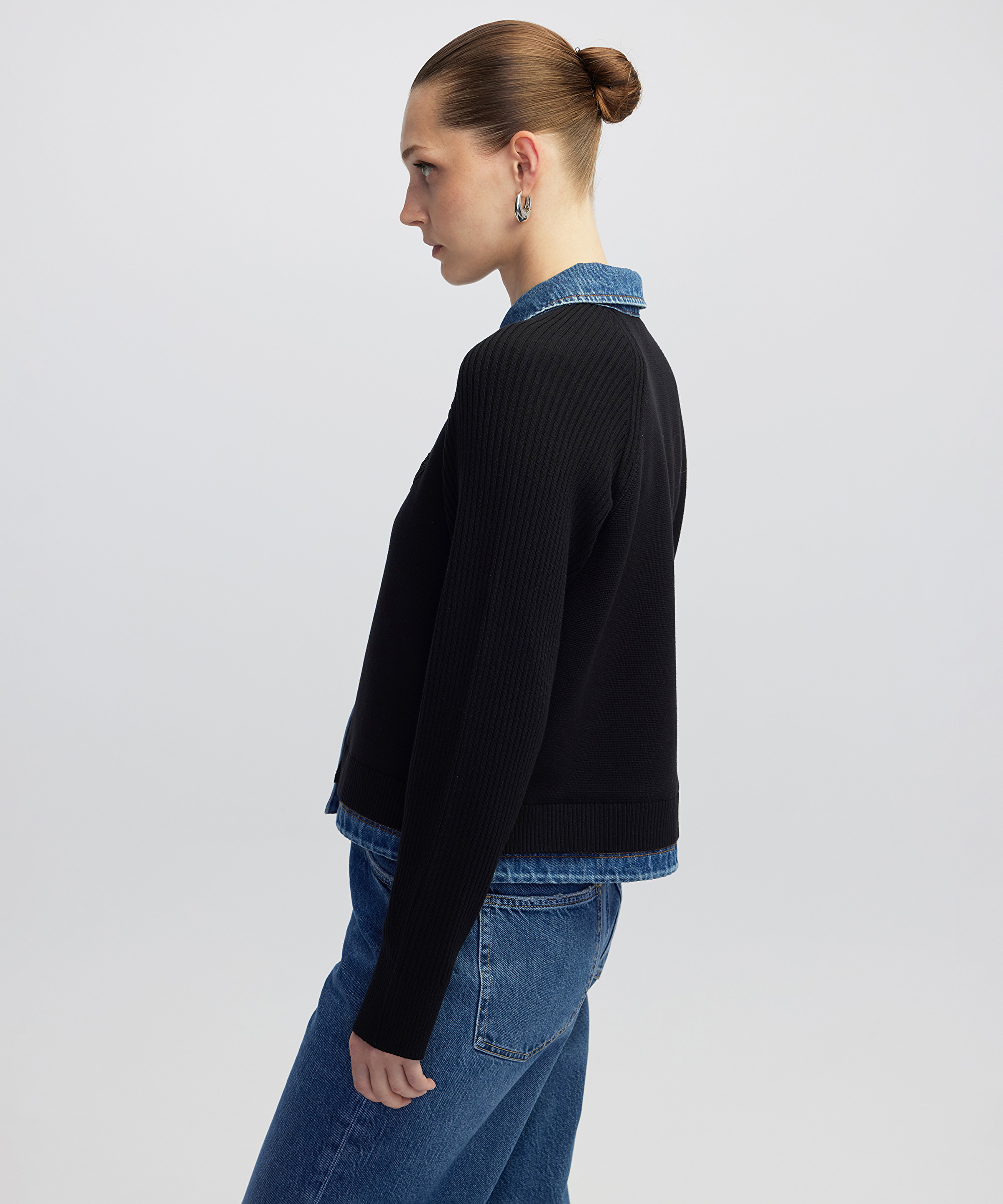 Denim ve triko mix ceket_2