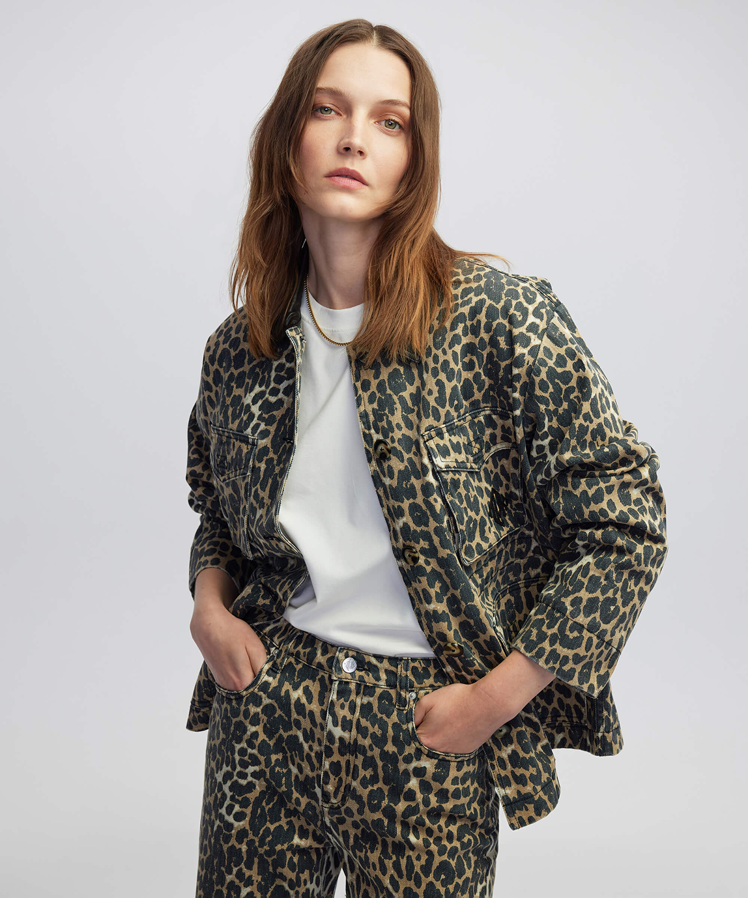 Leopar desen non denim mont