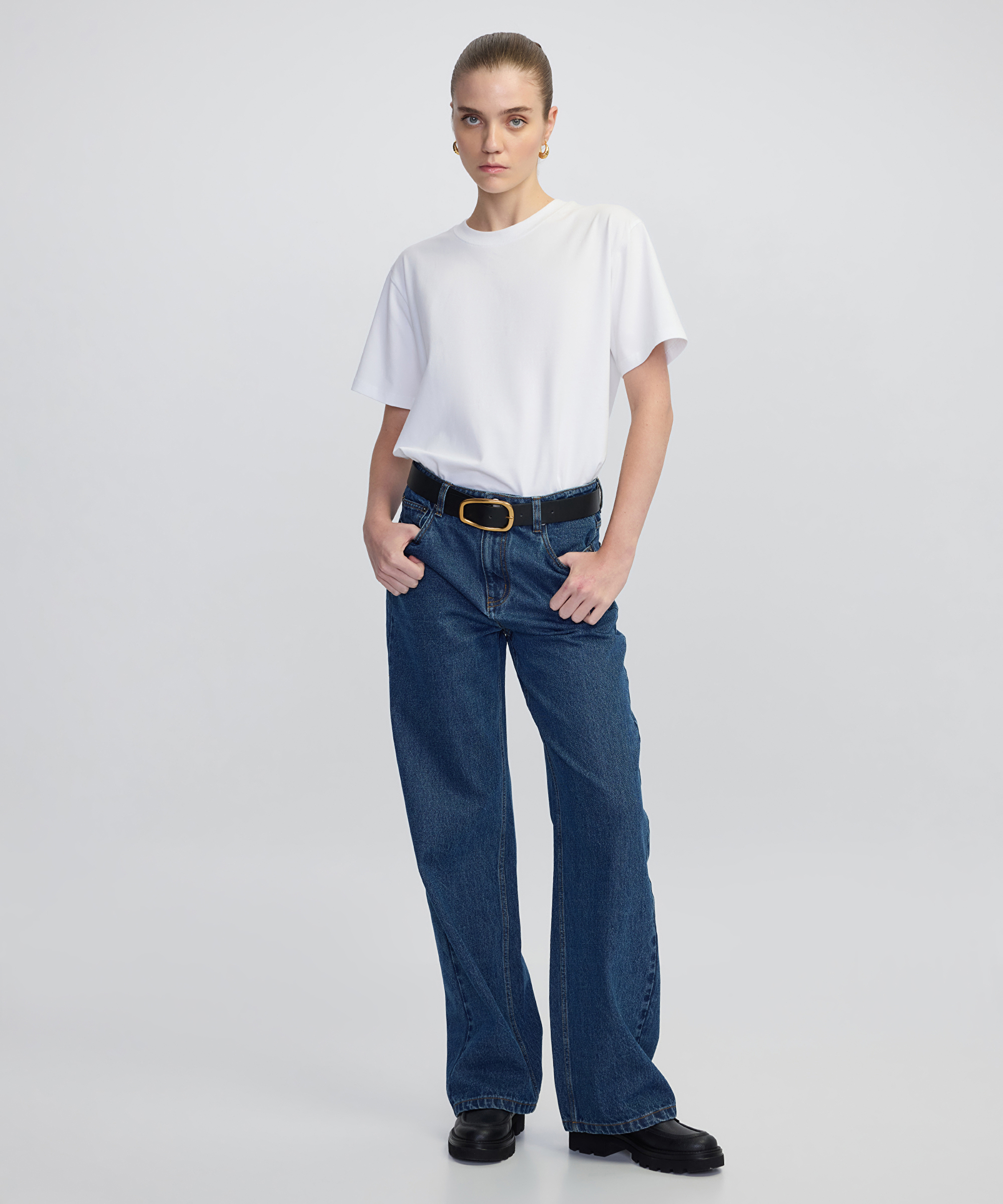Wide leg fit jean pantolon