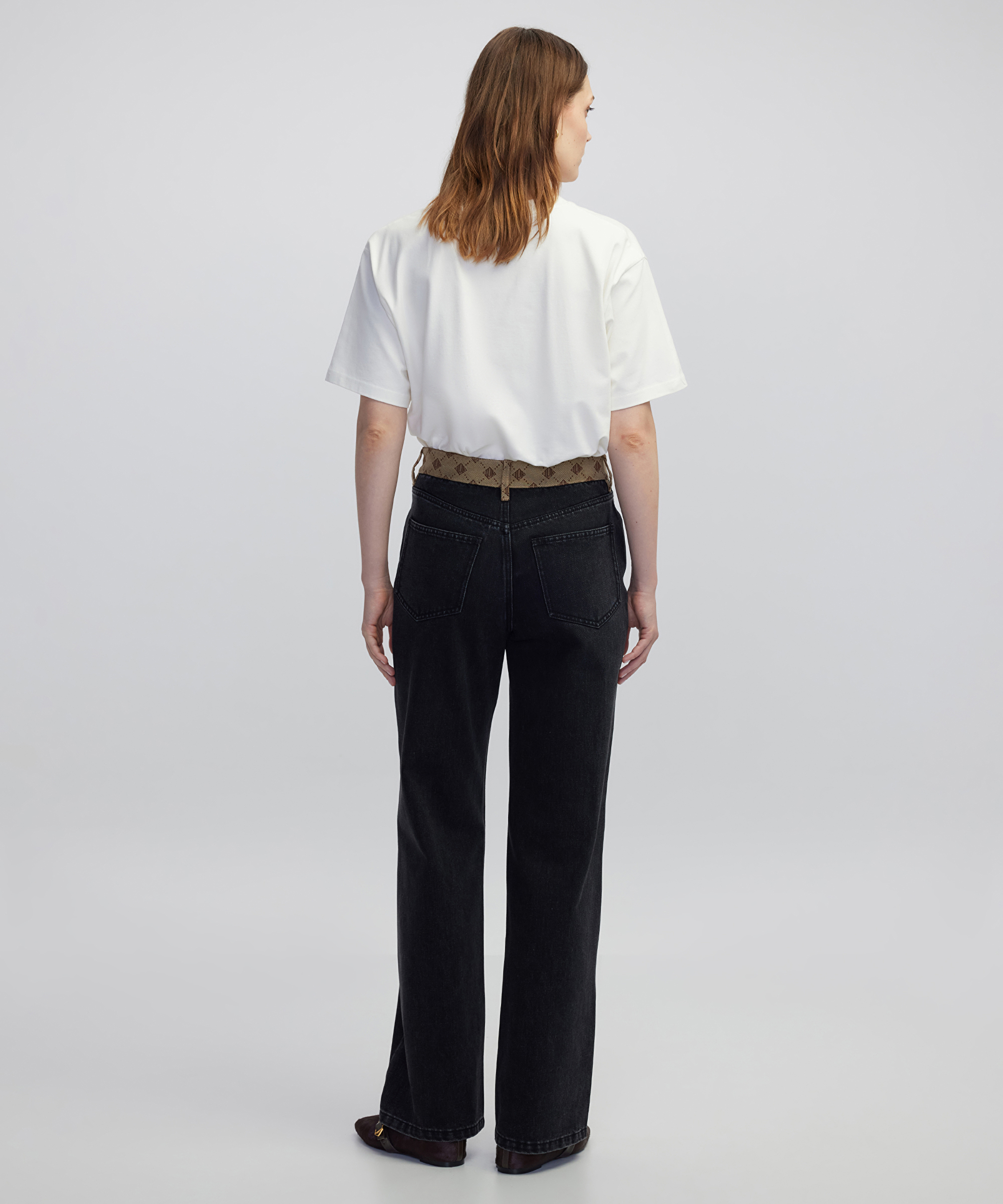 Monogram jakarlı jean pantolon_3
