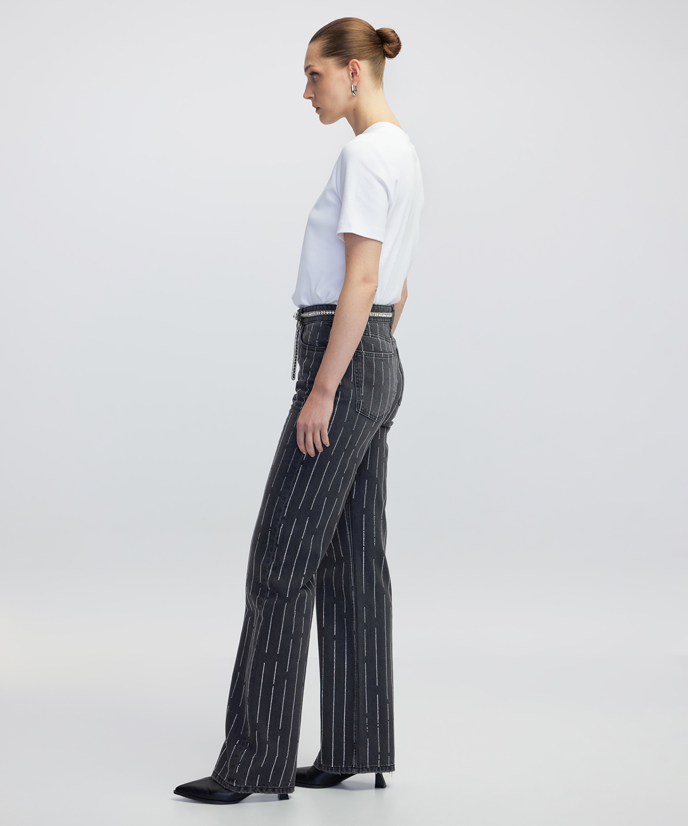 Hotfix baskılı wide leg fit jean pantolon_1