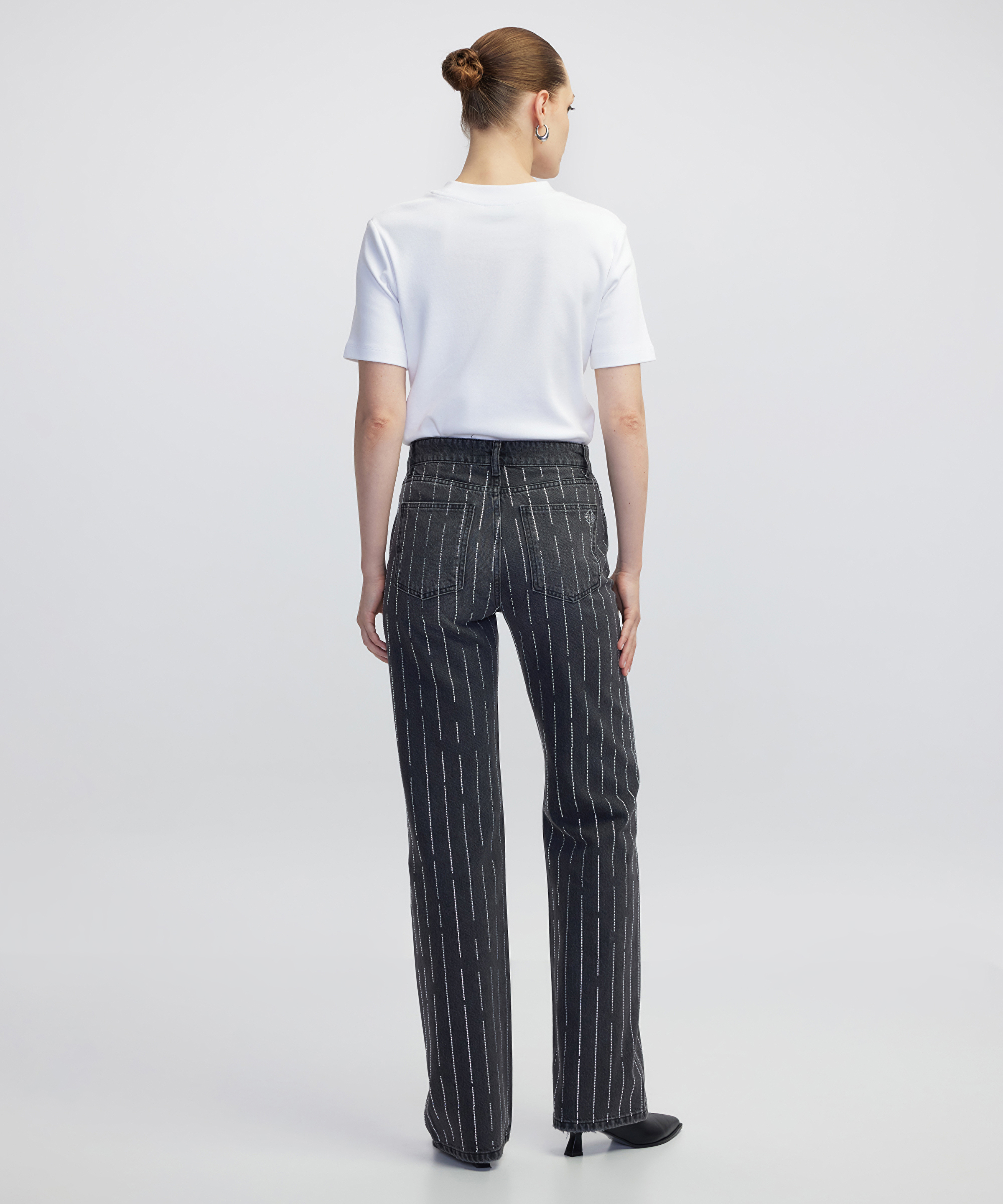 Hotfix baskılı wide leg fit jean pantolon_2