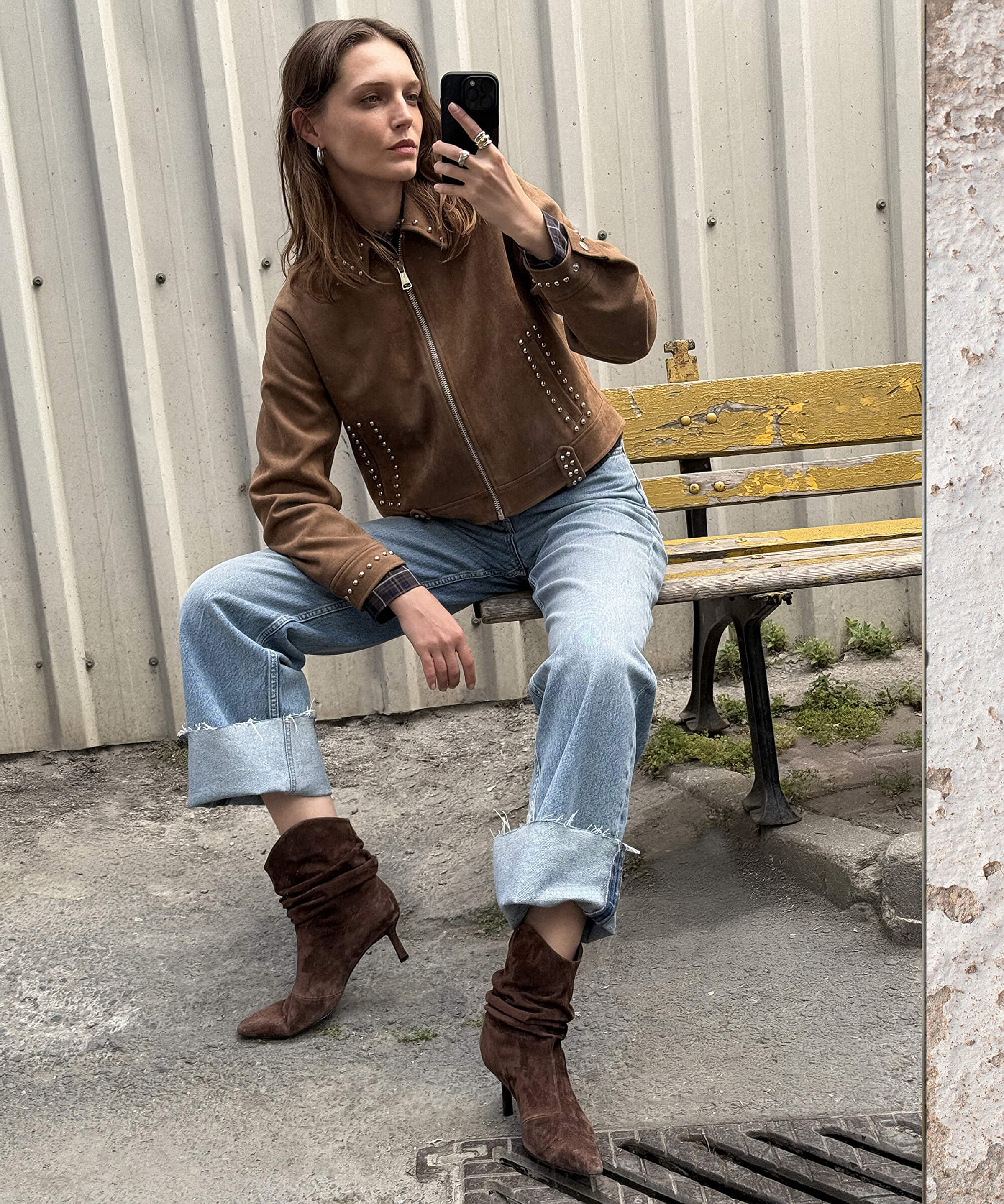 Wide leg fit jean pantolon