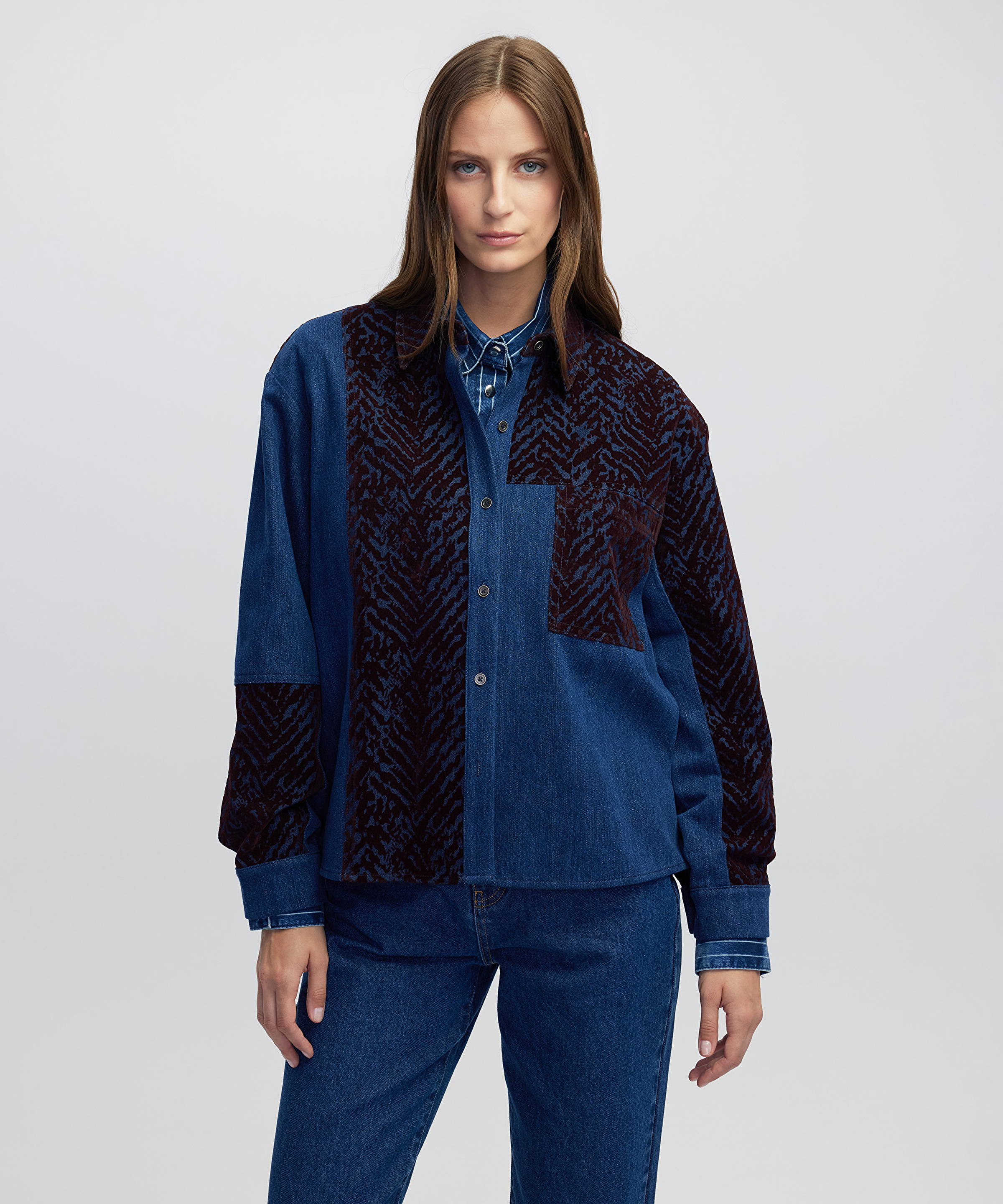 Denim mix gömlek 