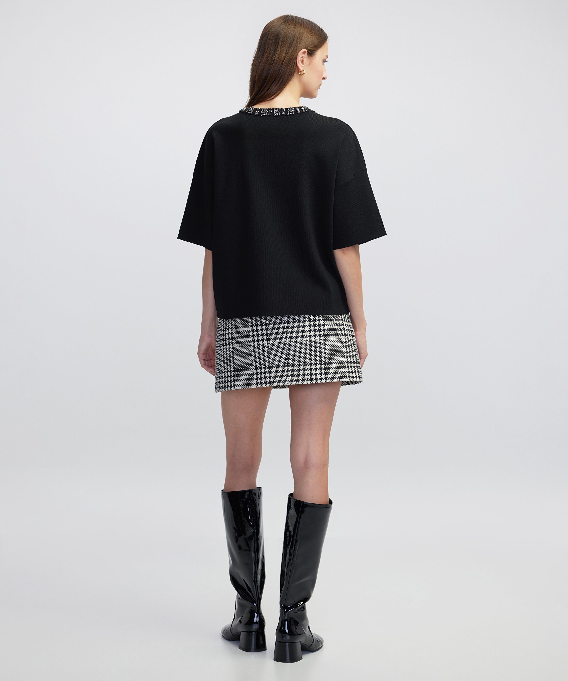 Strass taş aksesuarlı oversize triko_4