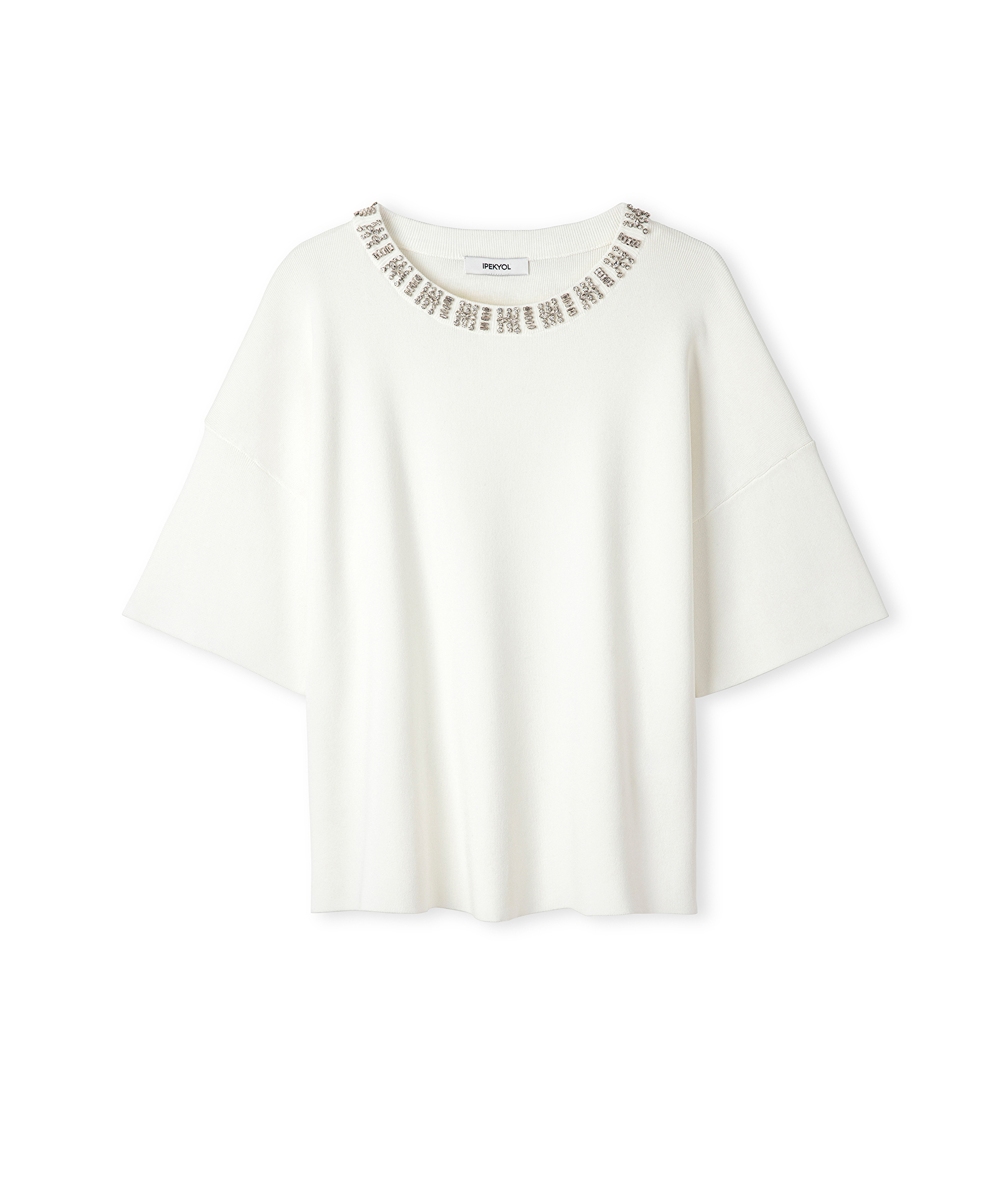 Strass taş aksesuarlı oversize triko_5