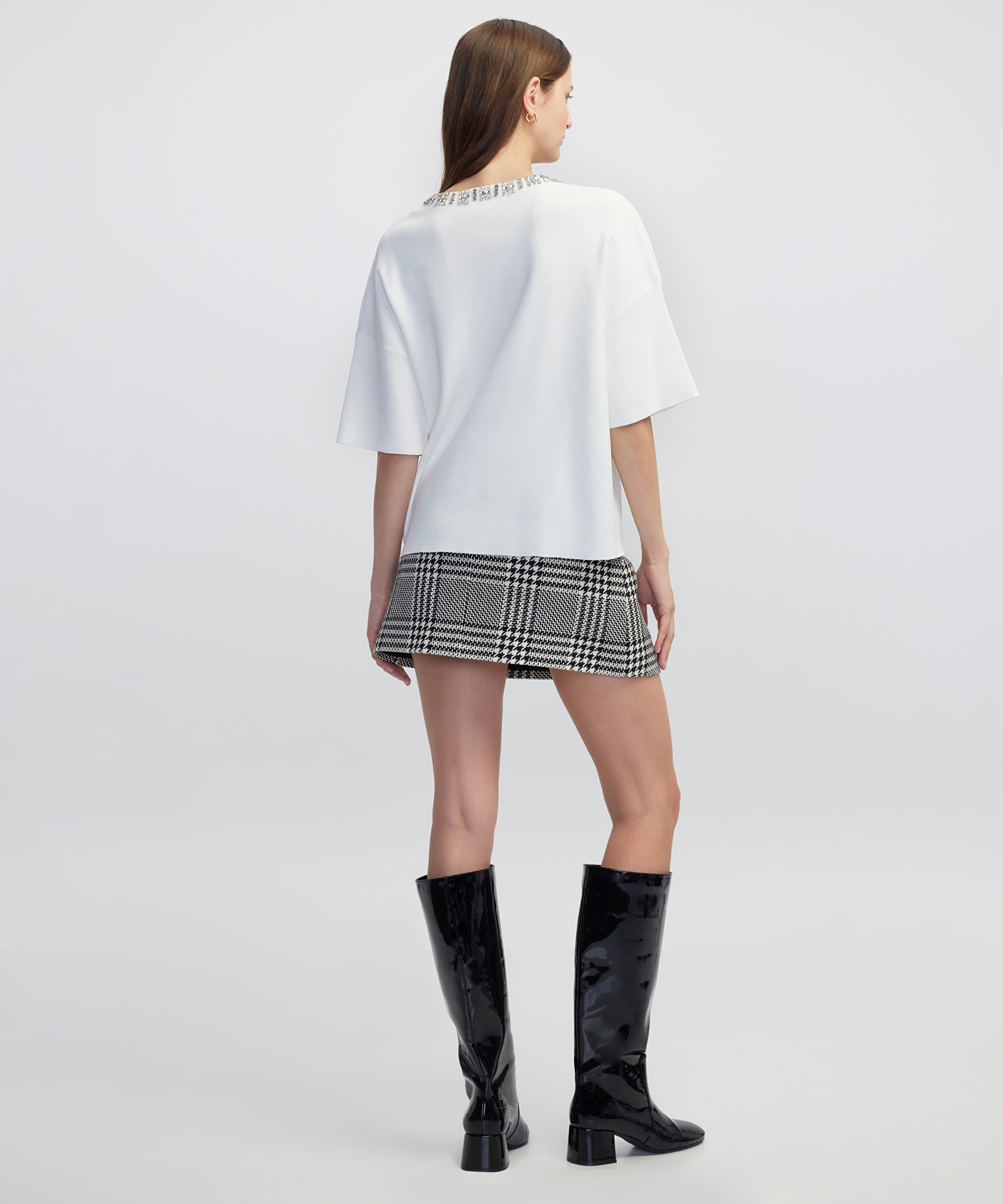 Strass taş aksesuarlı oversize triko_4