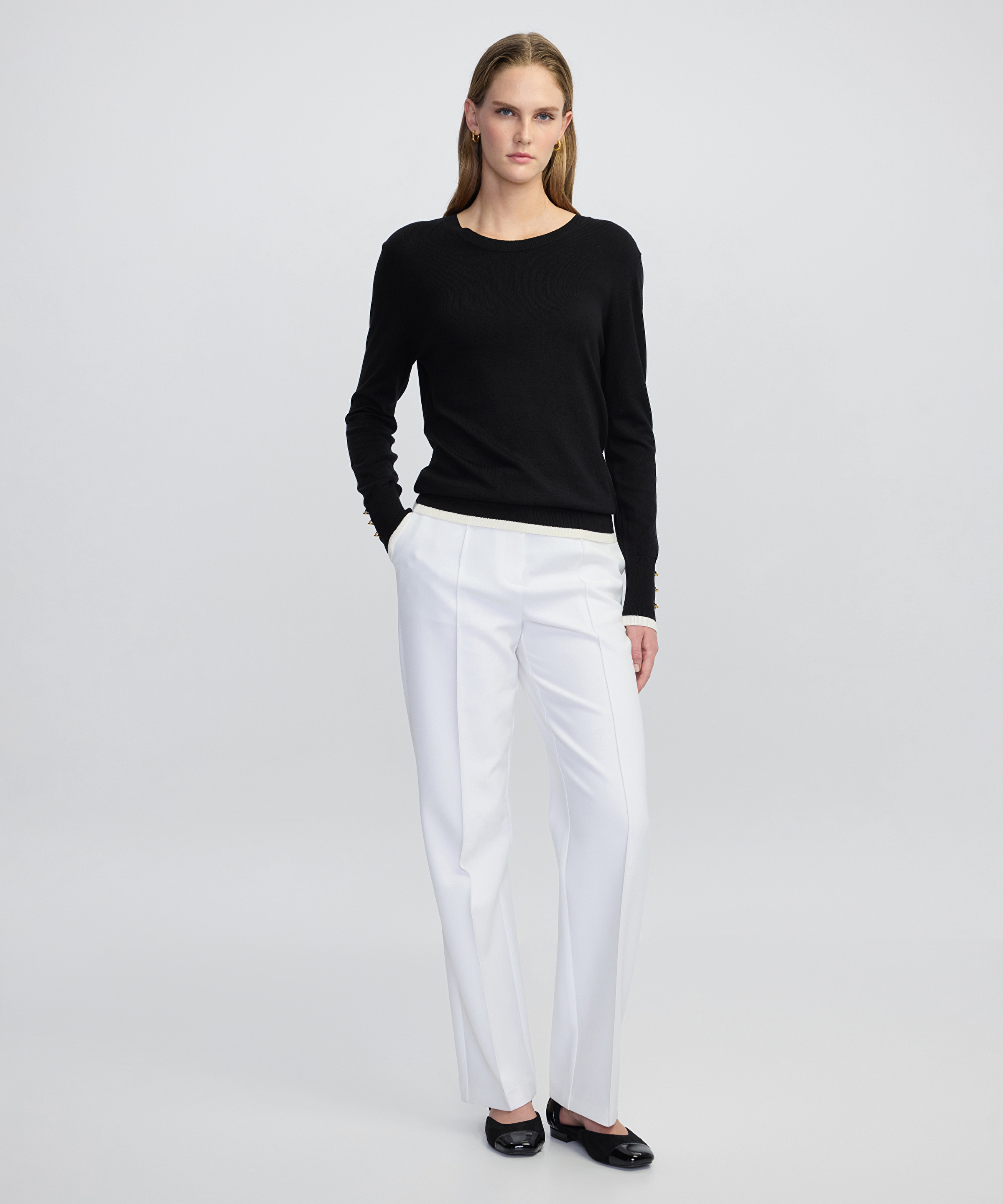 Düğme aksesuarlı colorblock triko_1