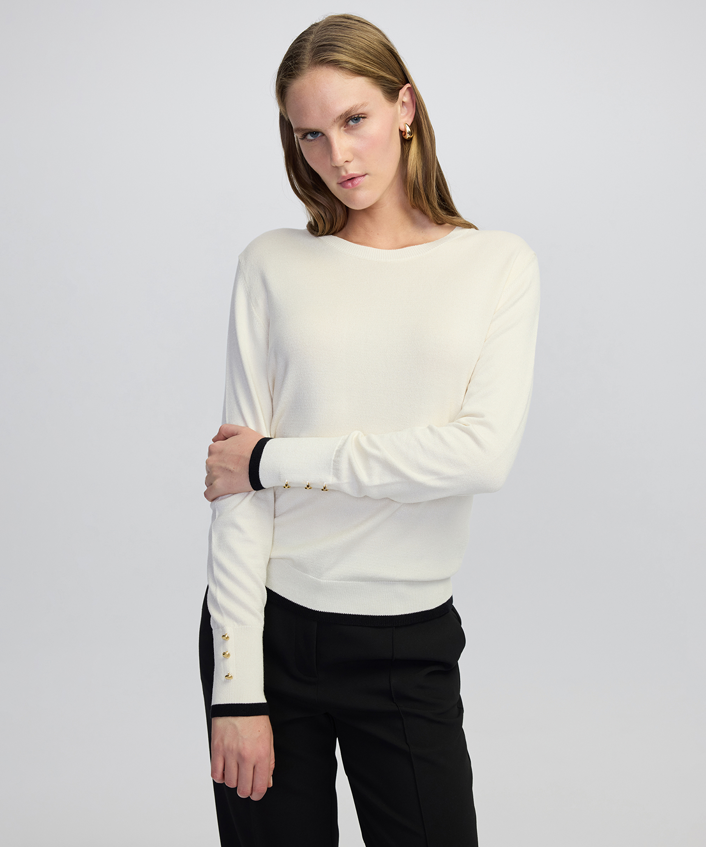 Düğme aksesuarlı colorblock triko_1