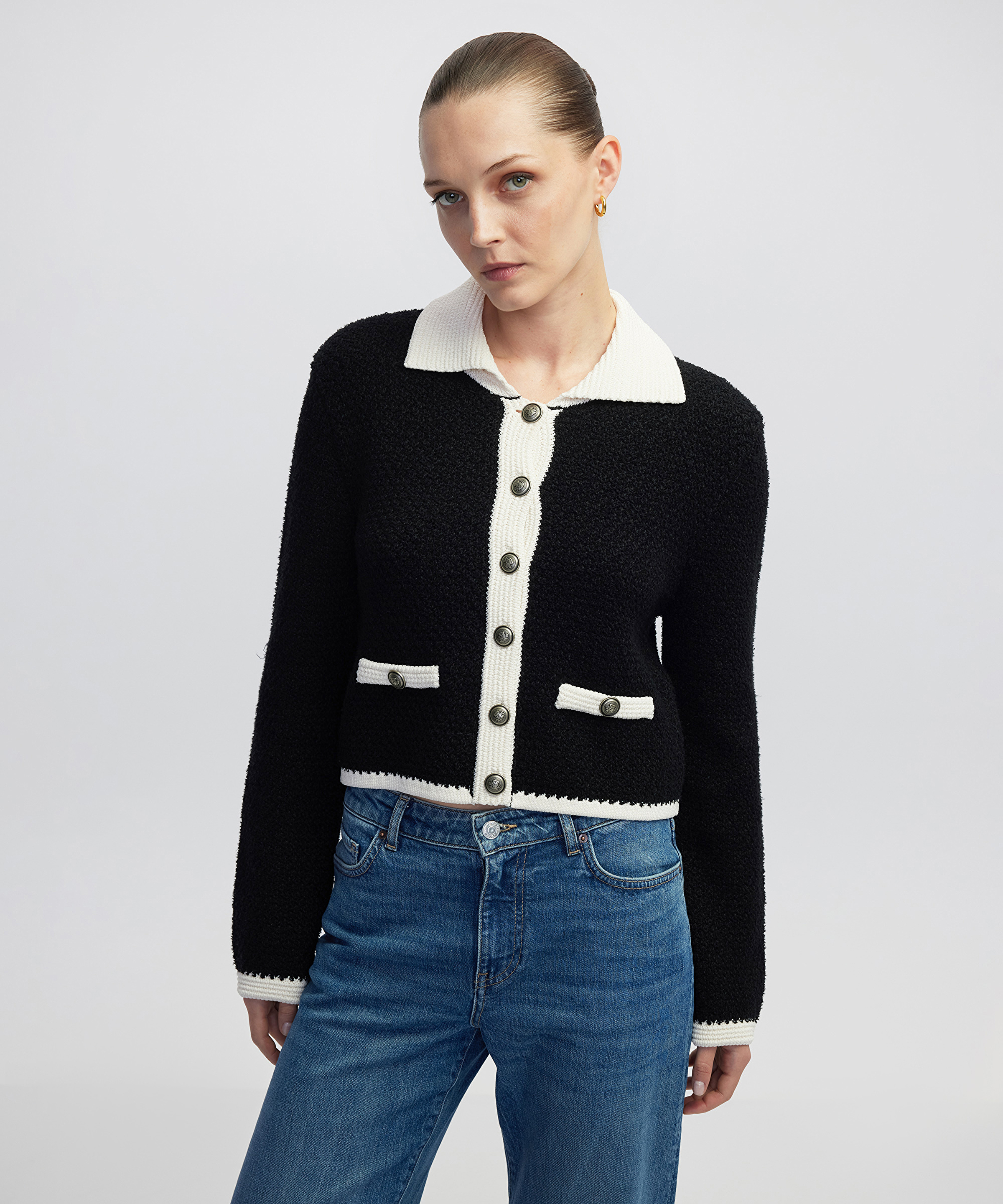 Colorblock triko hırka