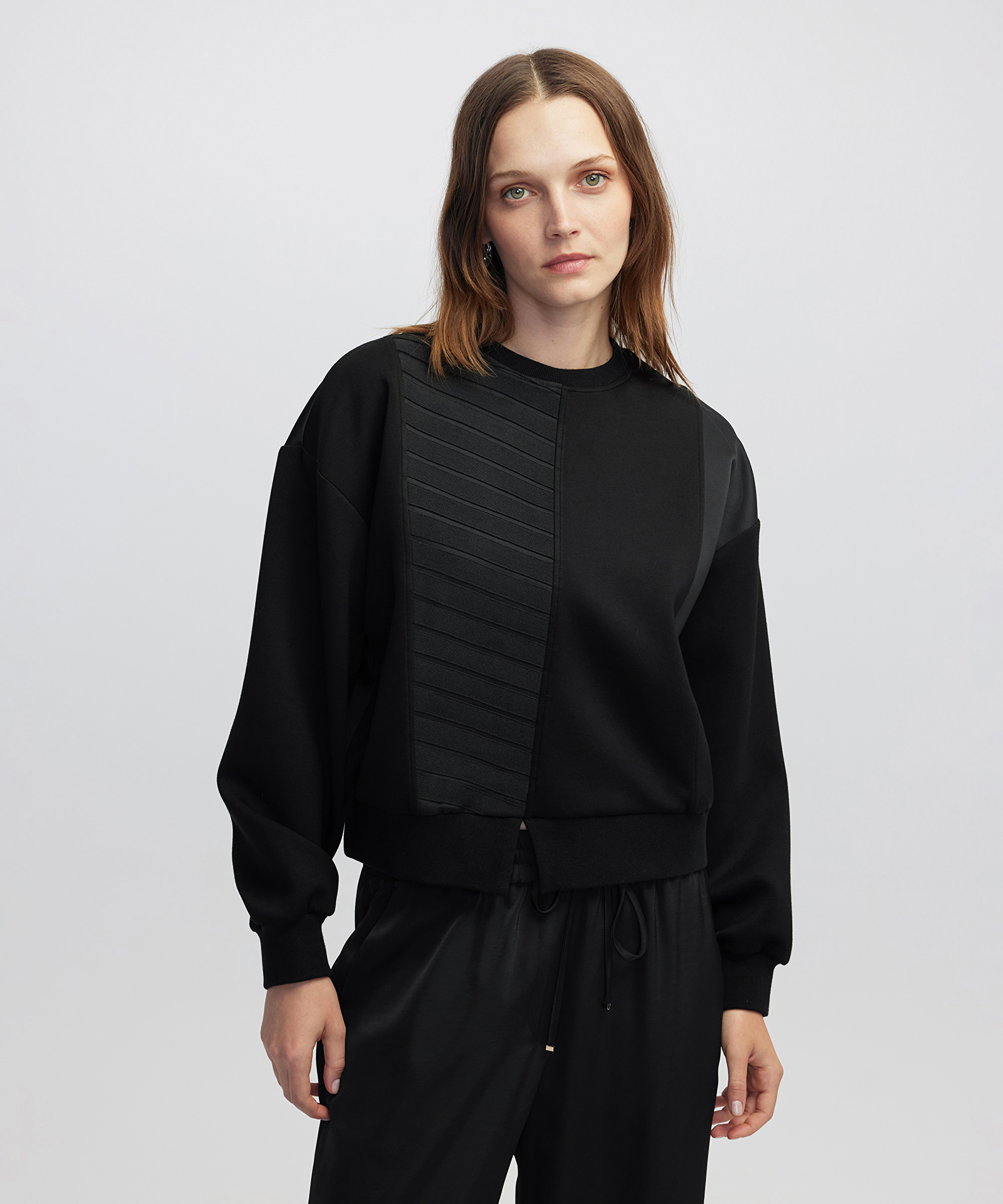 Kontrast dokulu sweatshirt