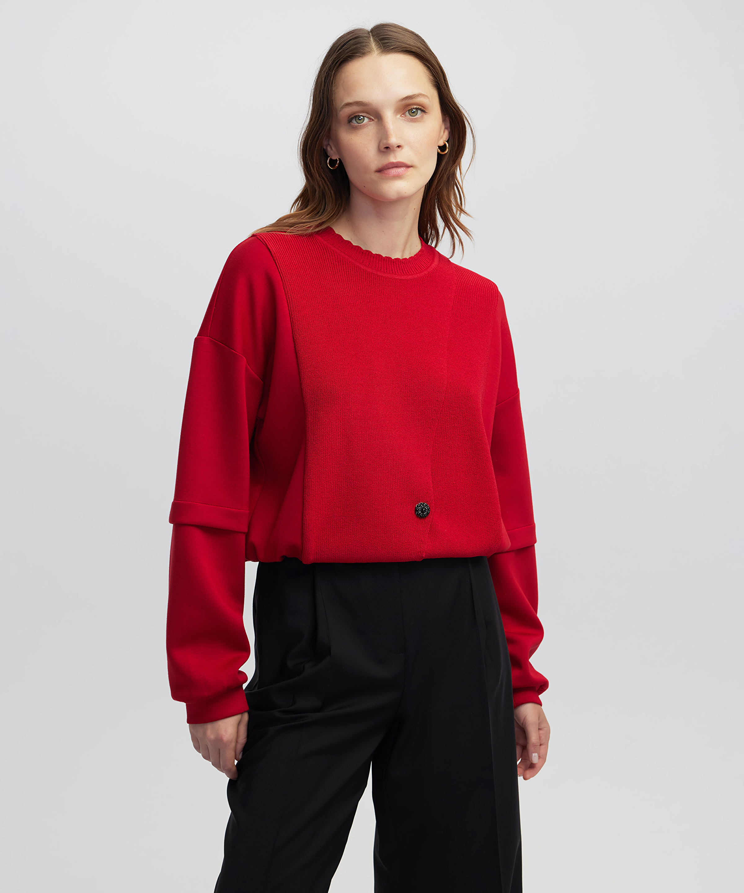 Düğme aksesuarlı sweatshirt 