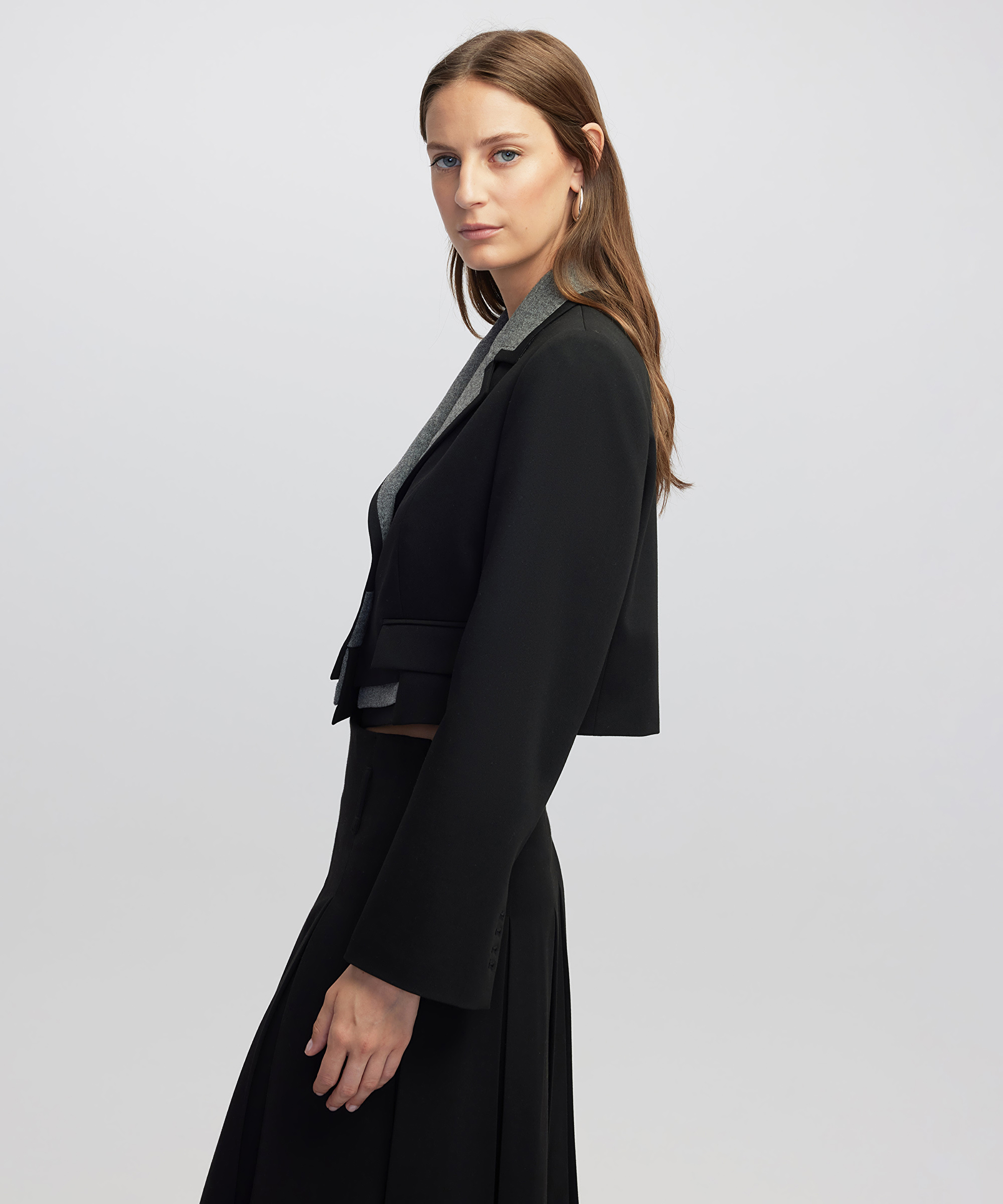 Kumaş mix crop blazer _2
