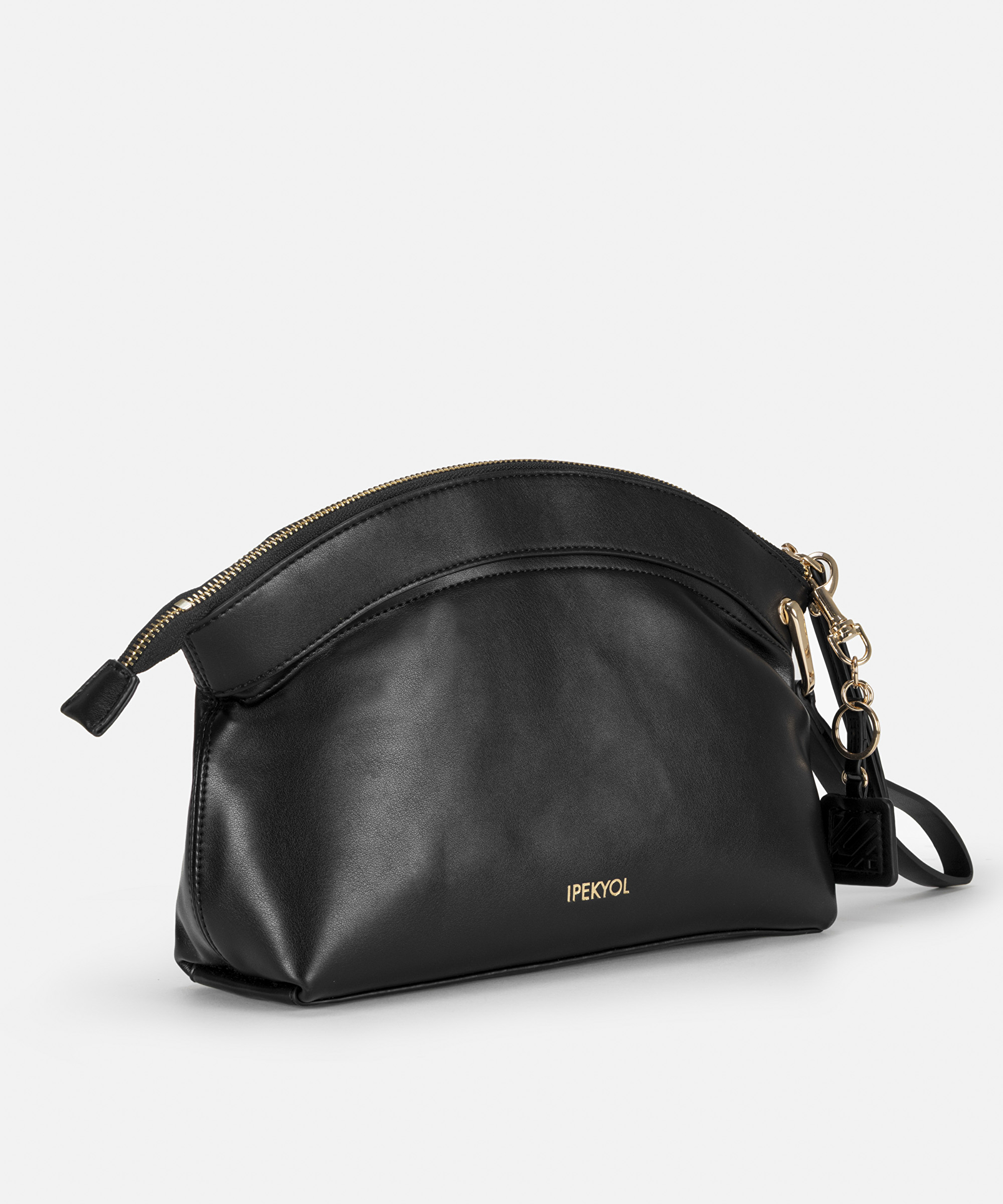 Deri görünümlü monogram tokalı clutch_2