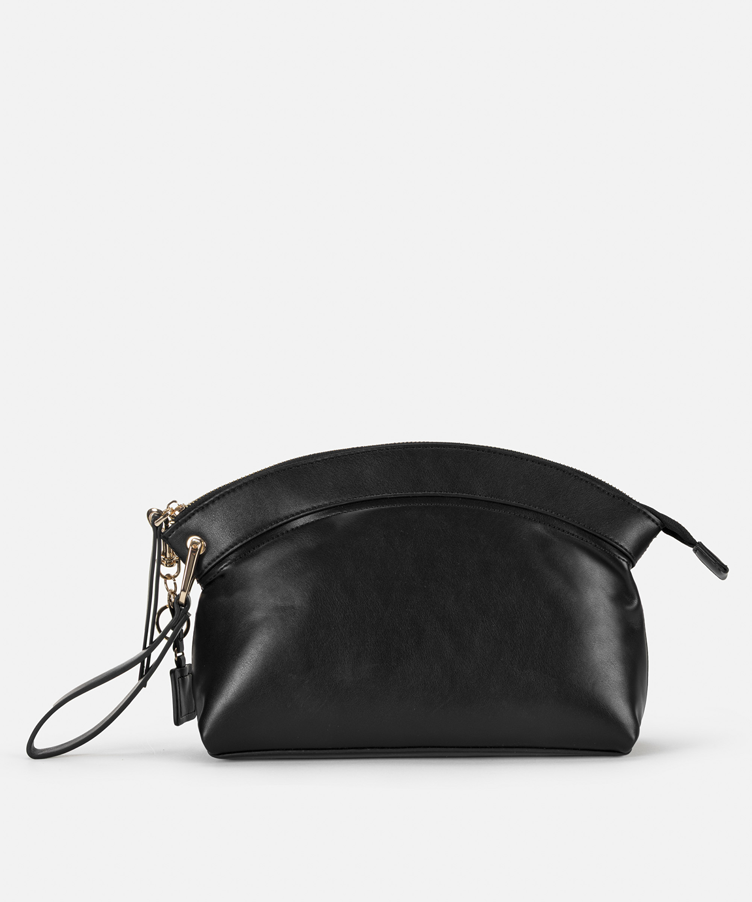 Deri görünümlü monogram tokalı clutch_4
