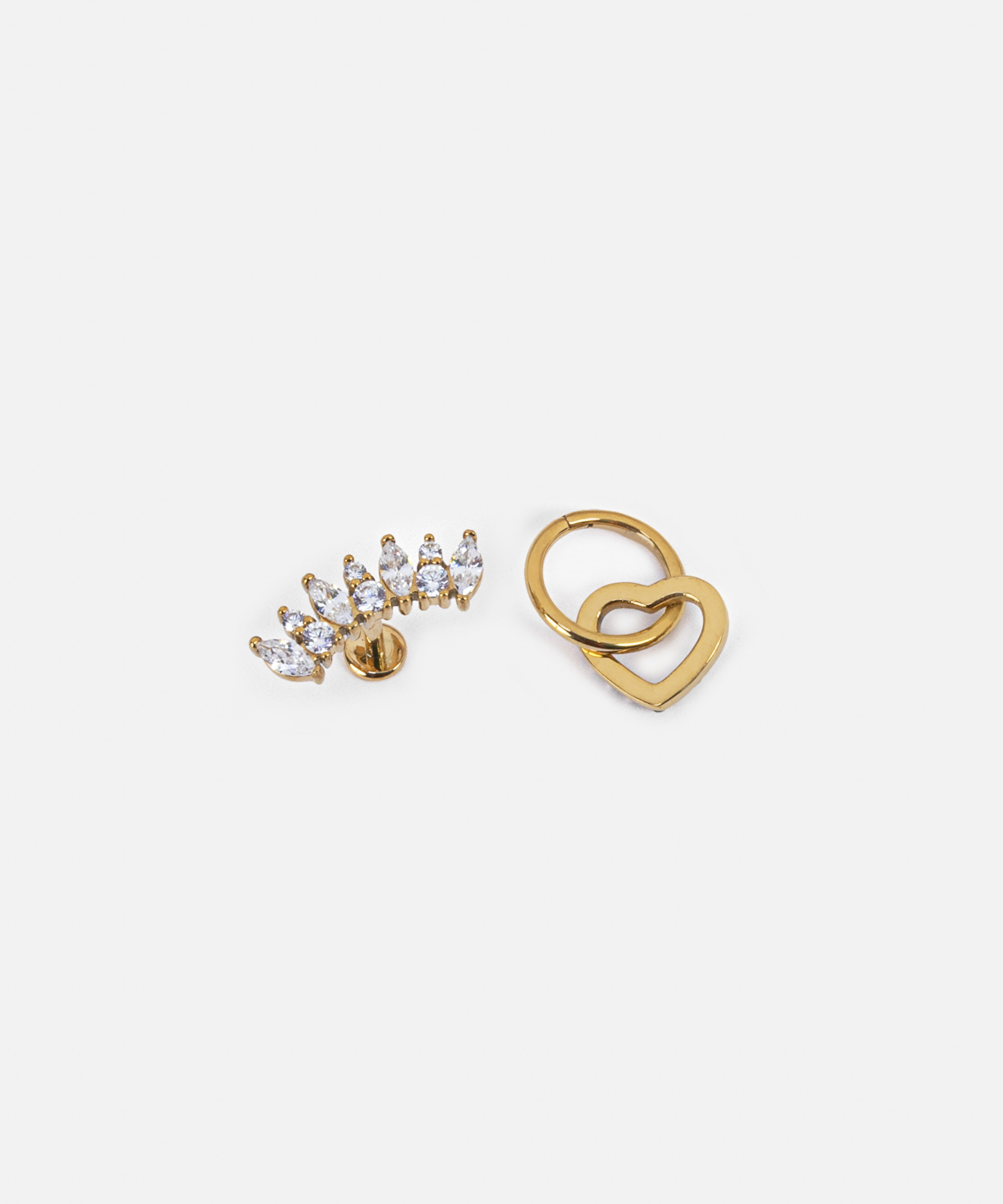 Zirkon taşlı paslanmaz çelik piercing