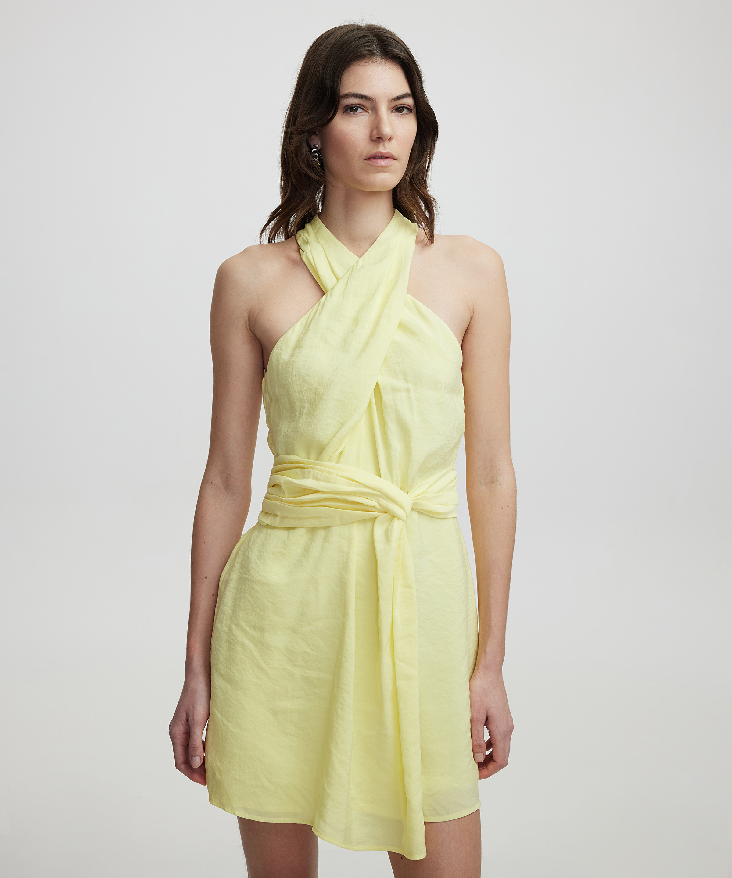 Halter yaka mini elbise