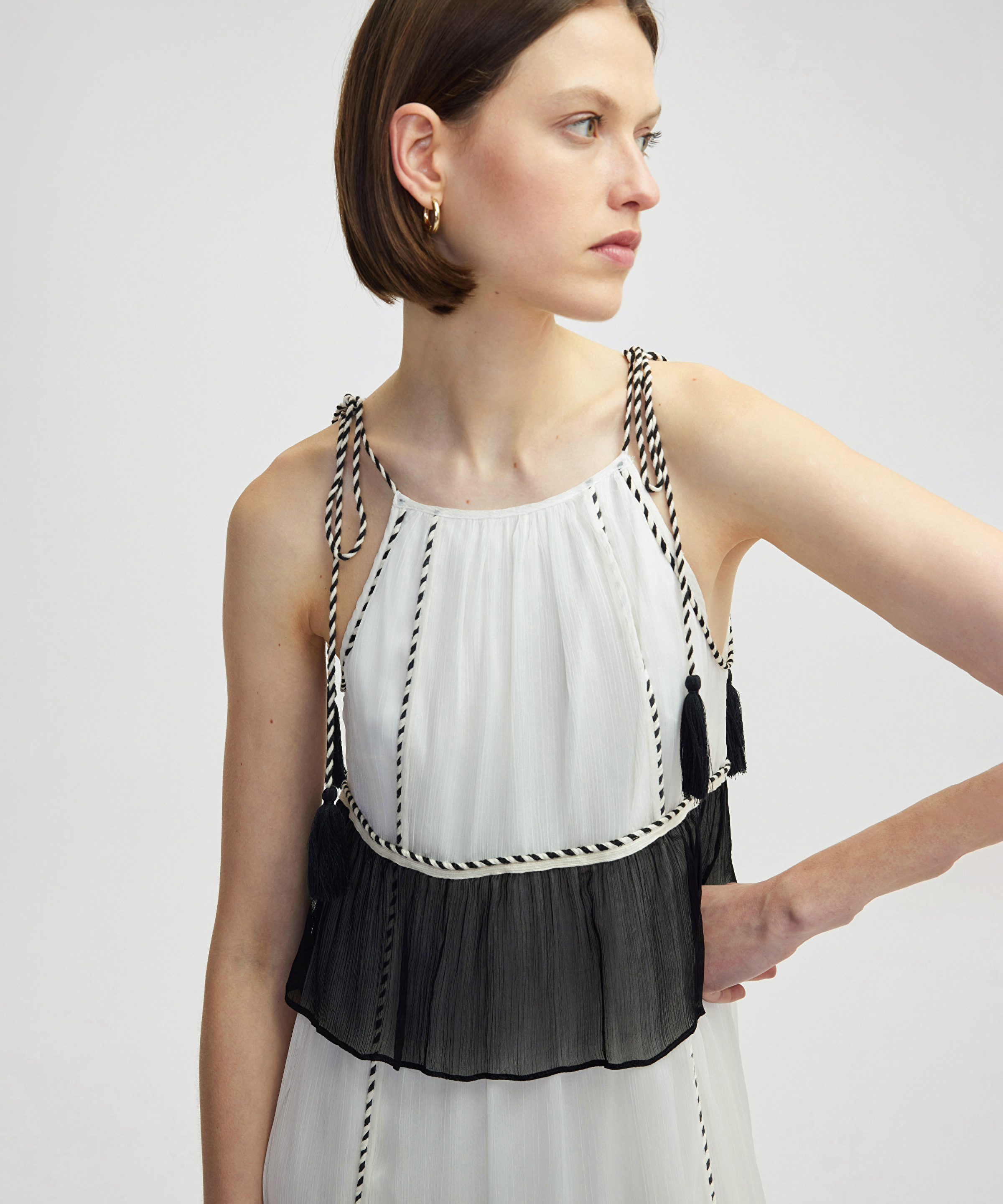 Halter yaka colorblock elbise_3