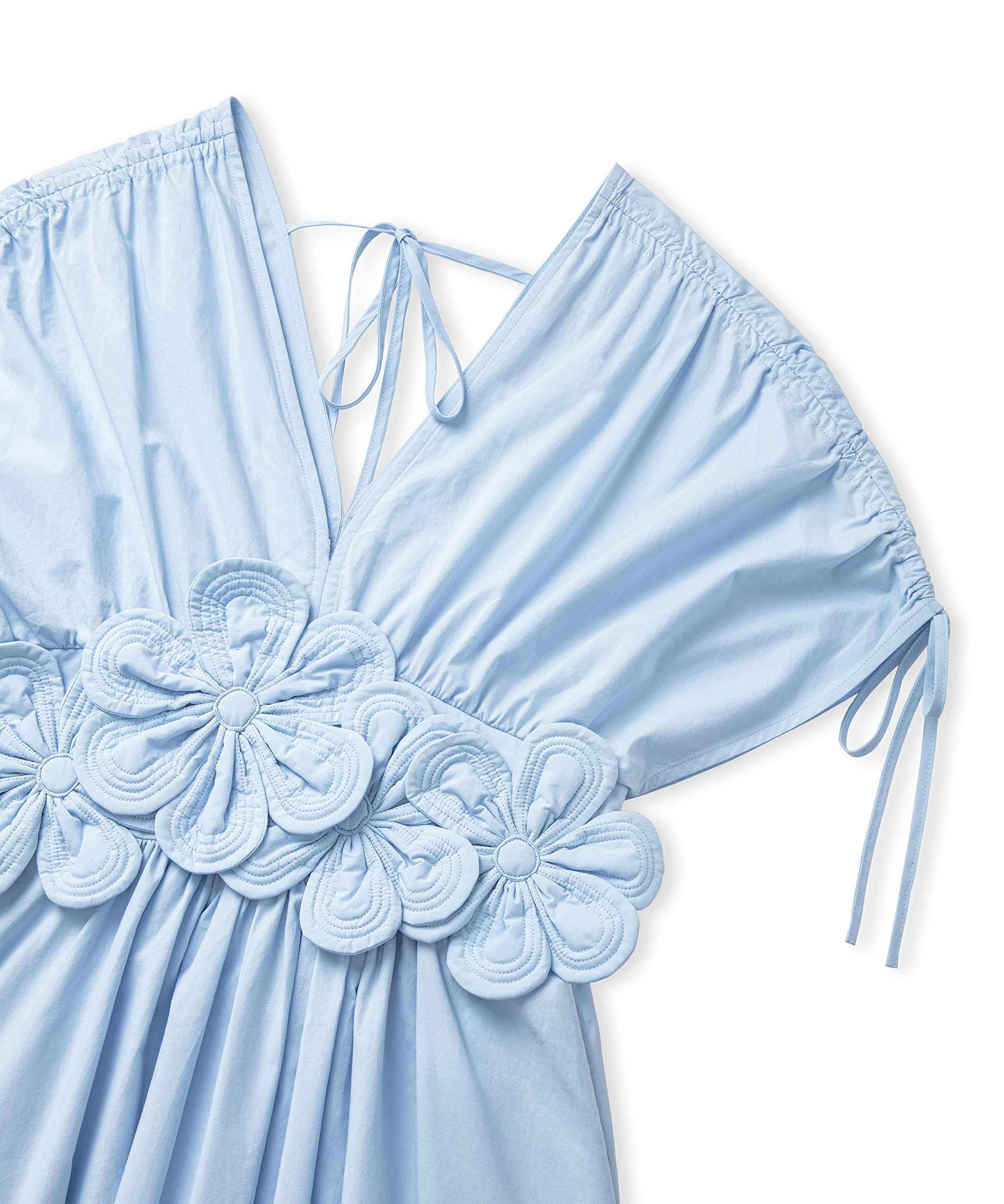 Çiçek aplikeli poplin elbise_5