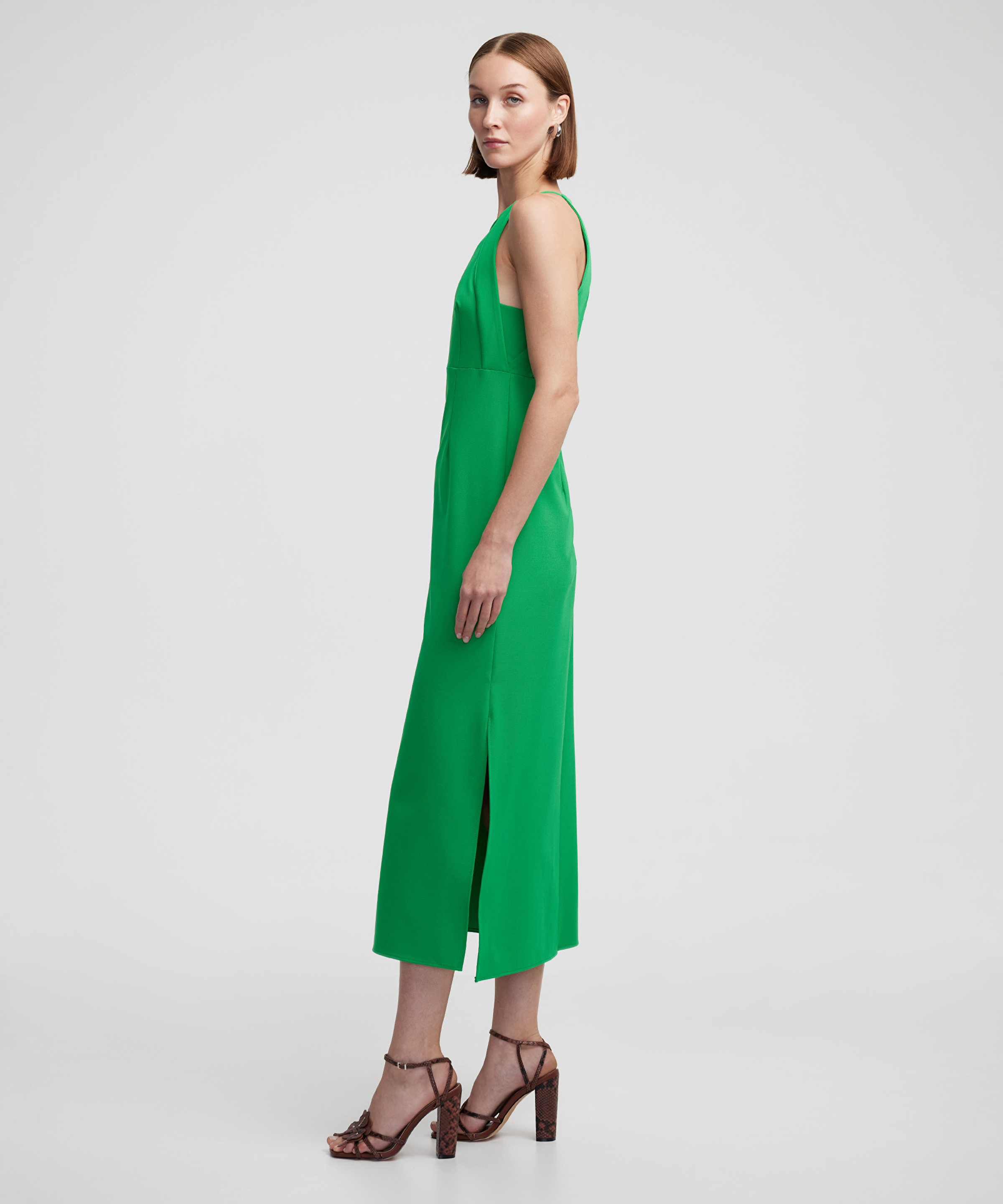 Halter yaka midi elbise_2