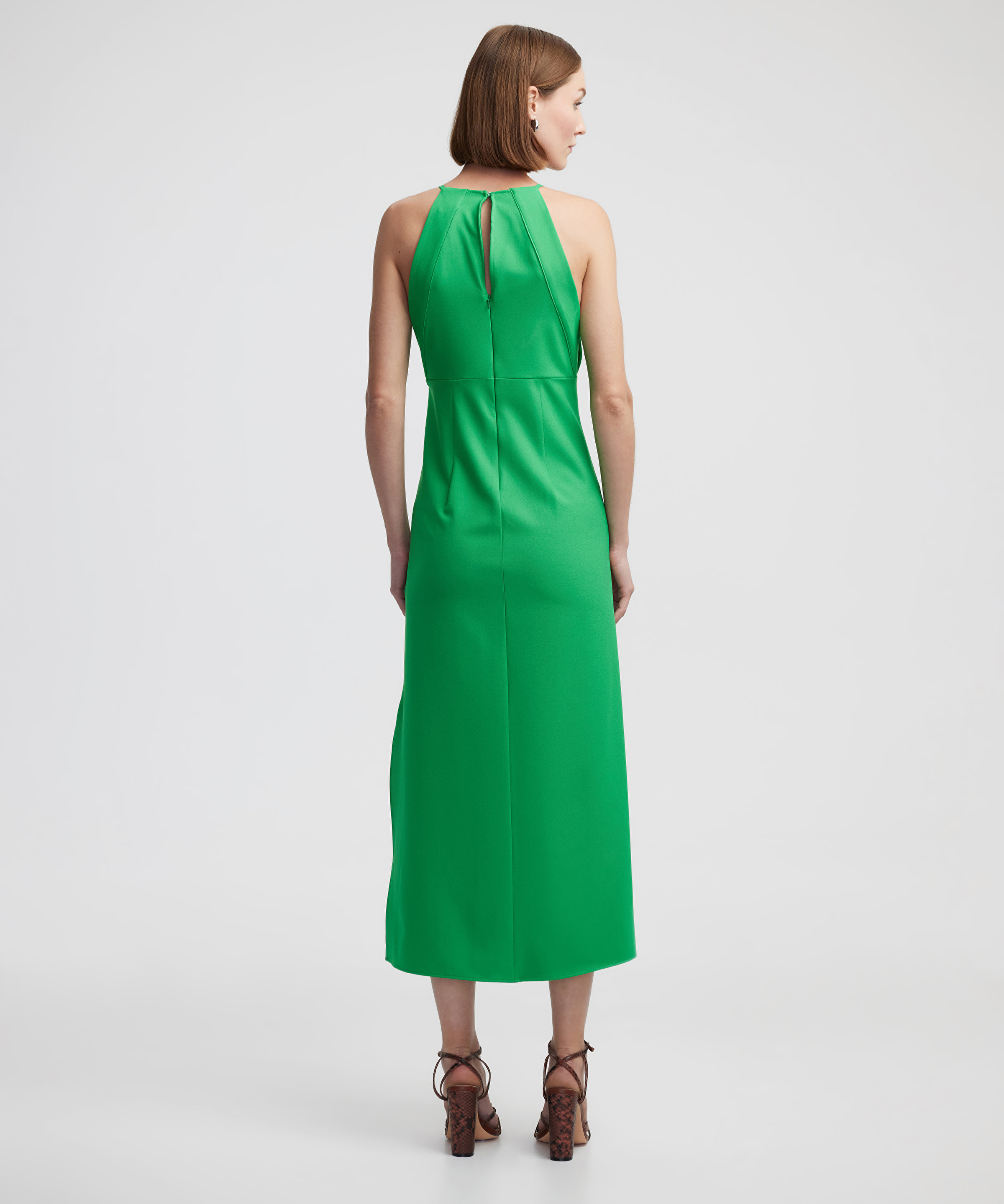Halter yaka midi elbise_3