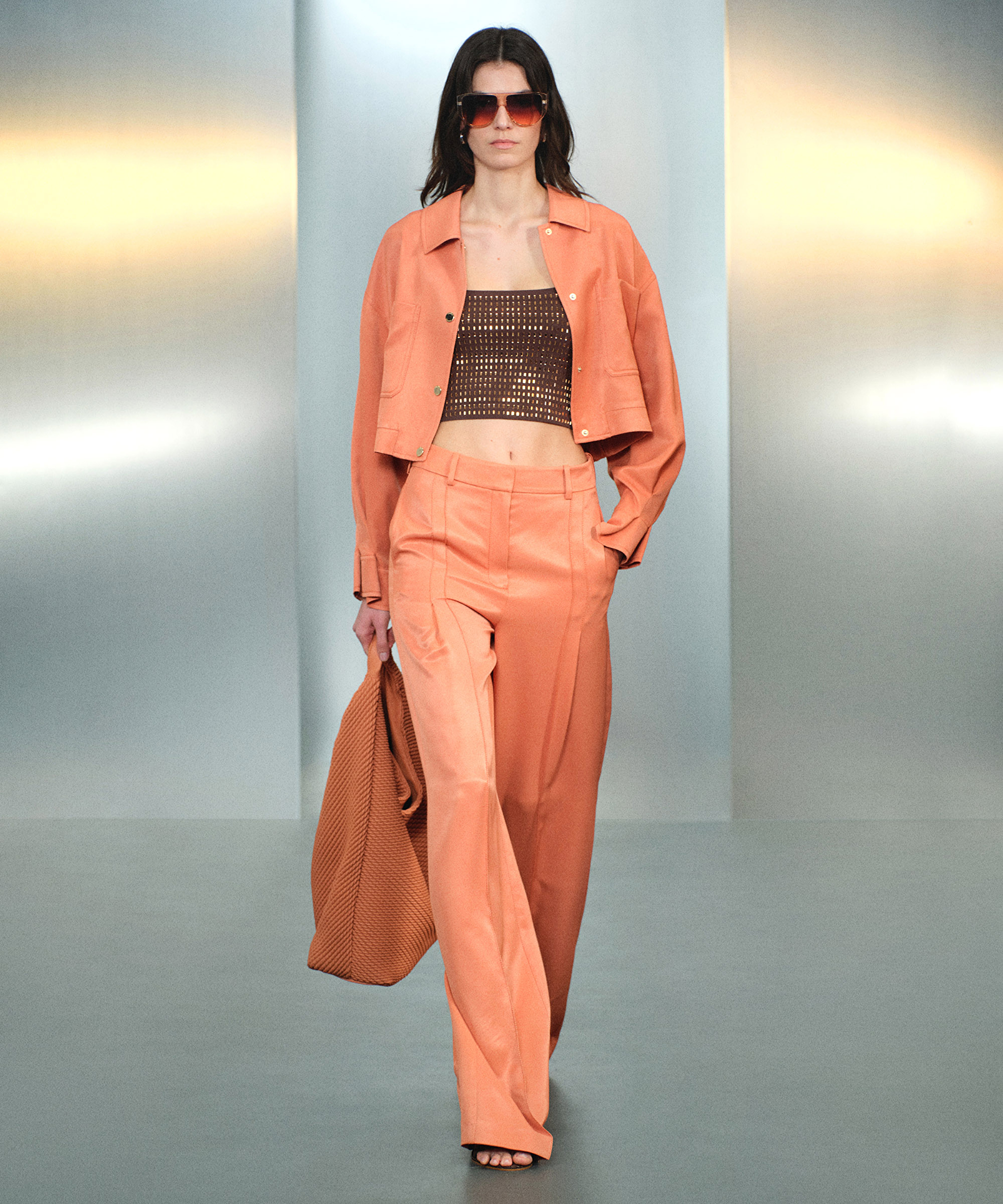Pileli wide leg fit pantolon