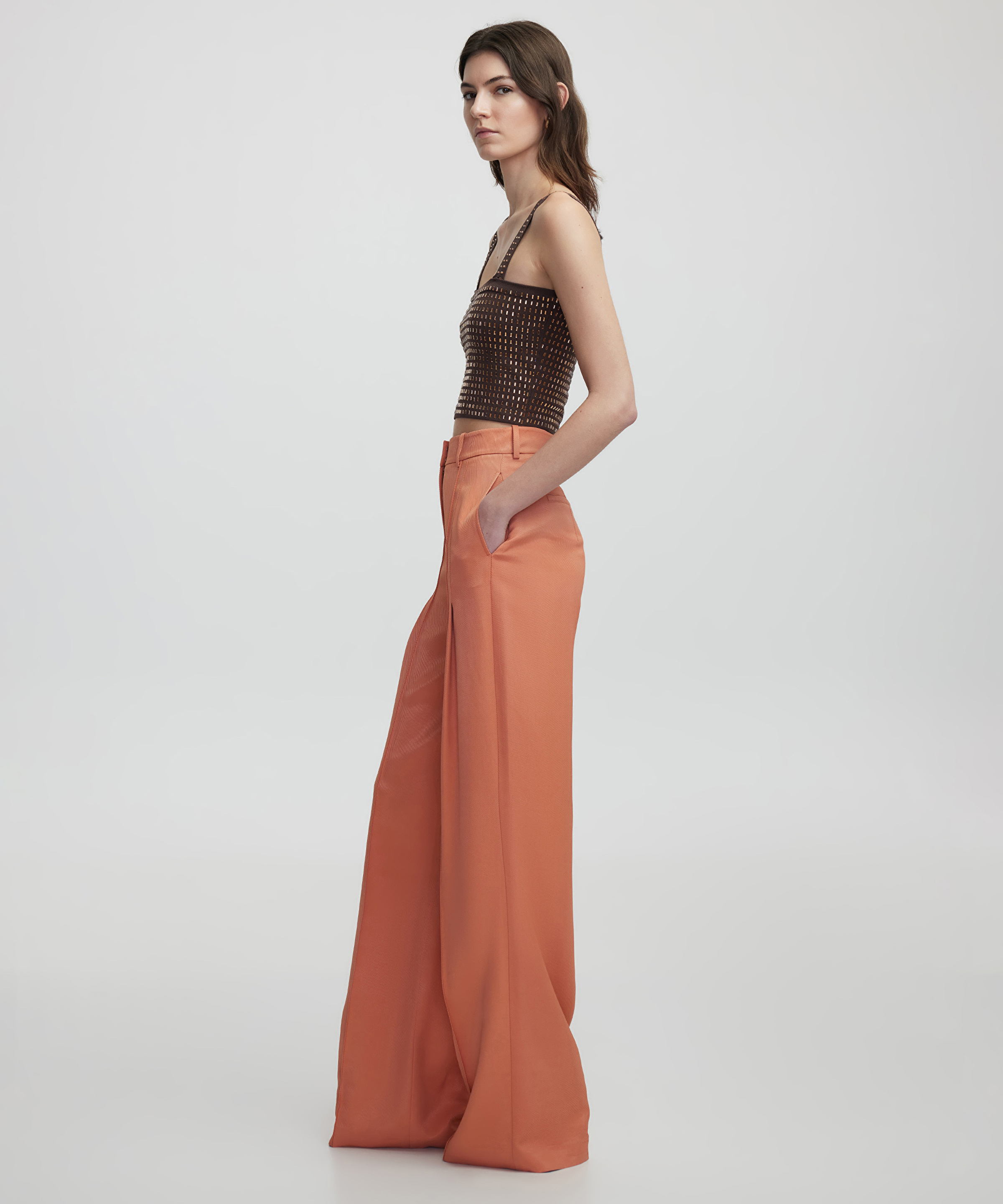 Pileli wide leg fit pantolon_2