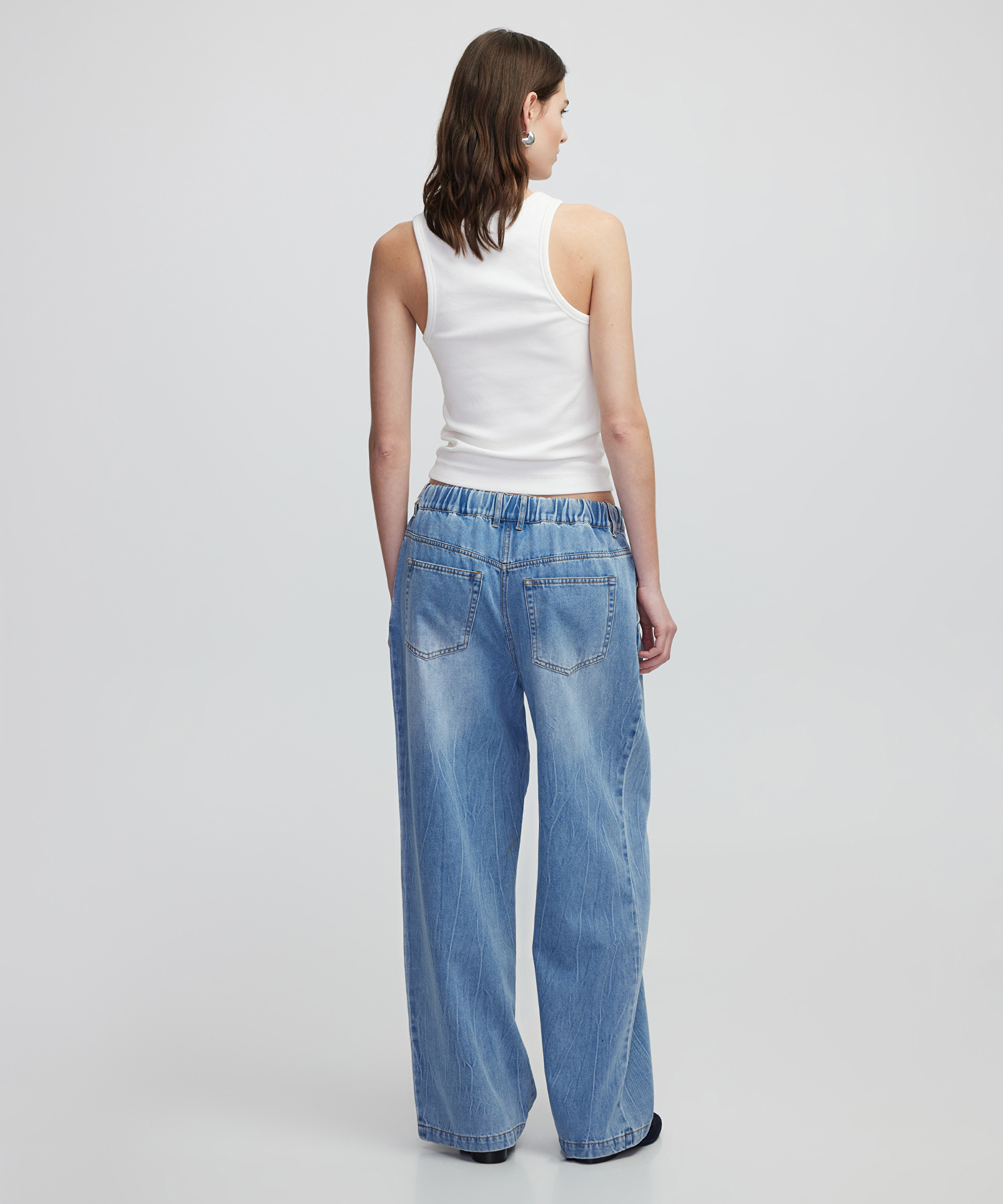Elastik bel denim pantolon_2