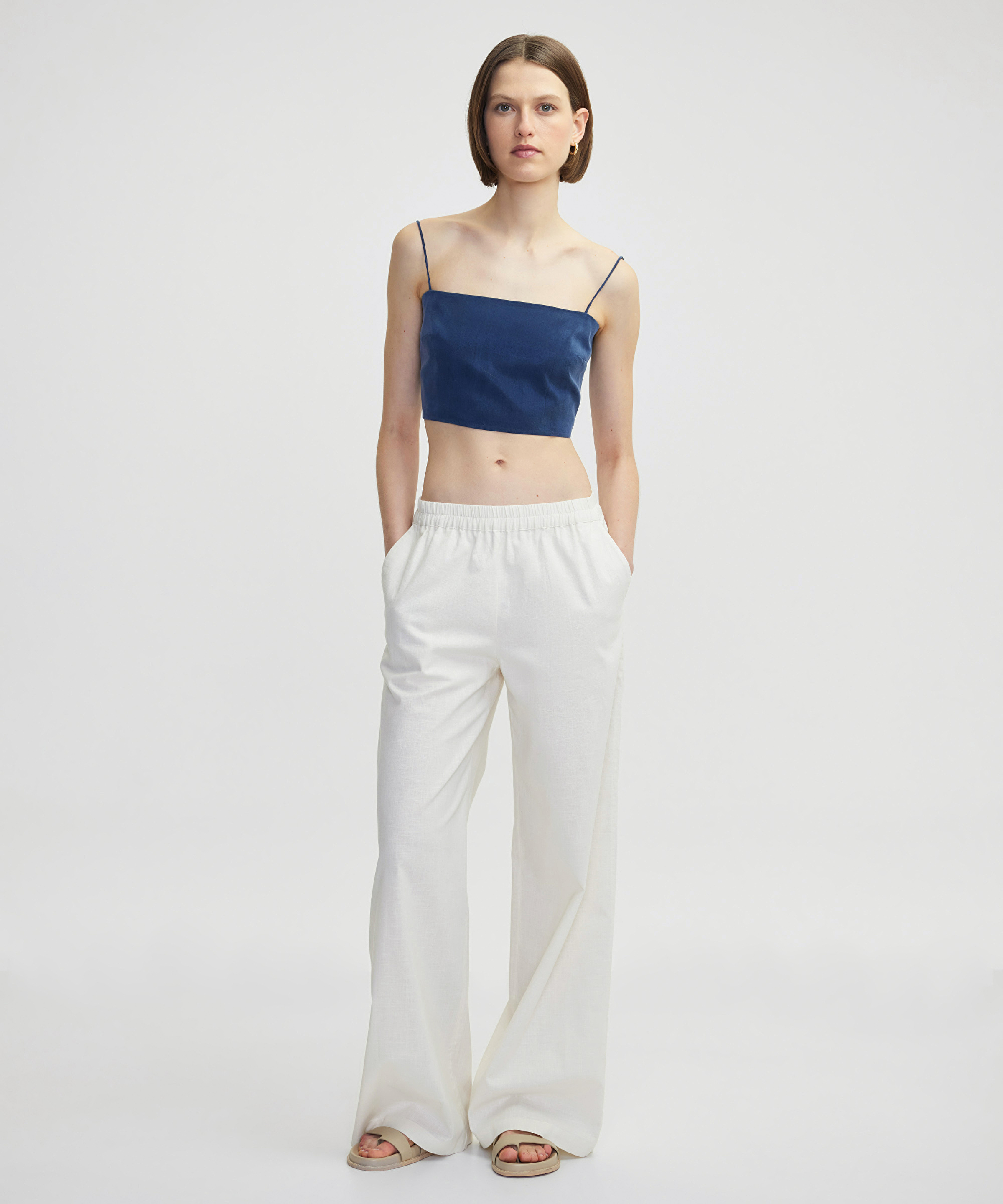 Wide leg fit elastik bel pantolon_1