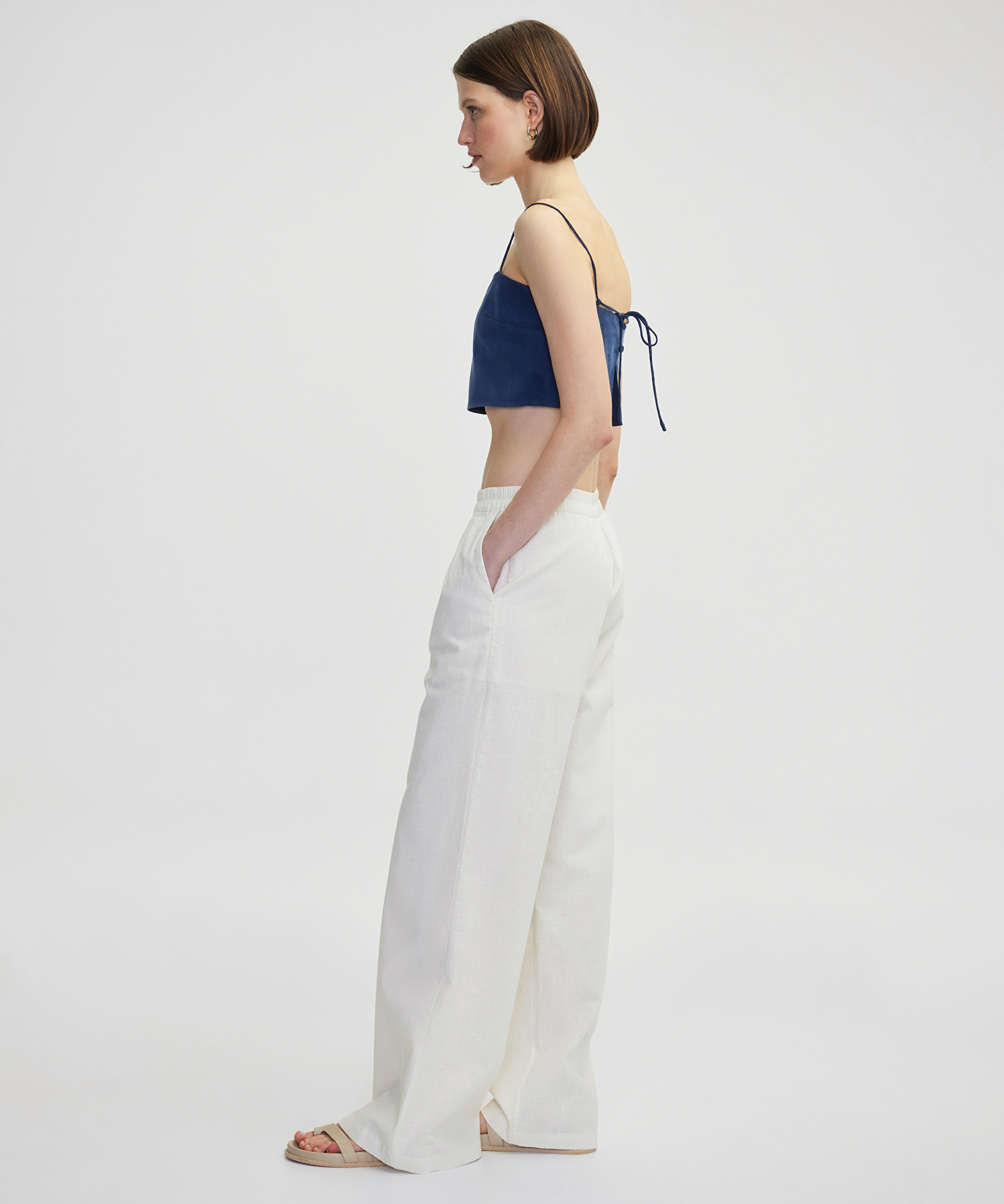 Wide leg fit elastik bel pantolon_2
